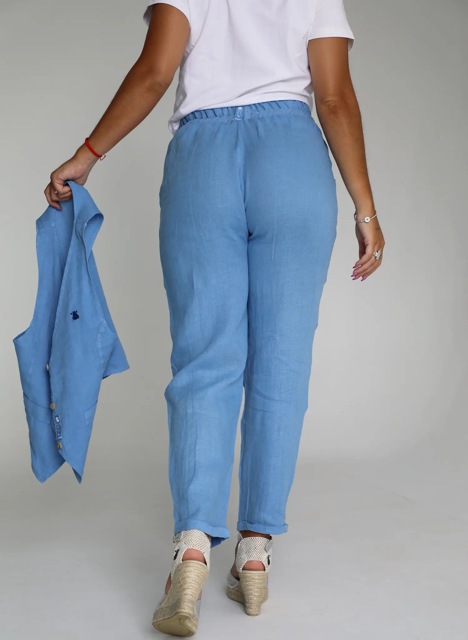 Pantalón Lino Azul Añíl Mujer - Image 3
