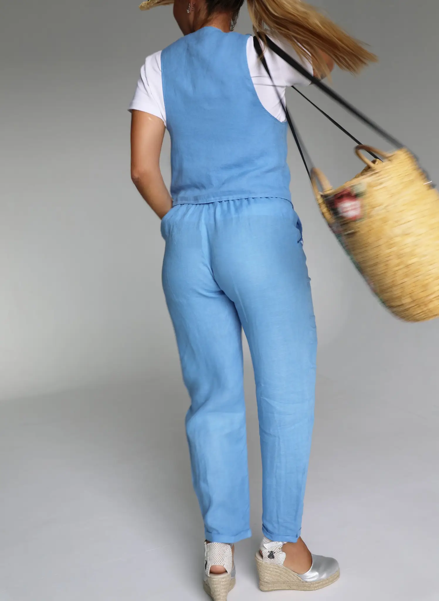 Chaleco Azul Añíl 100% Lino Mujer - Image 3