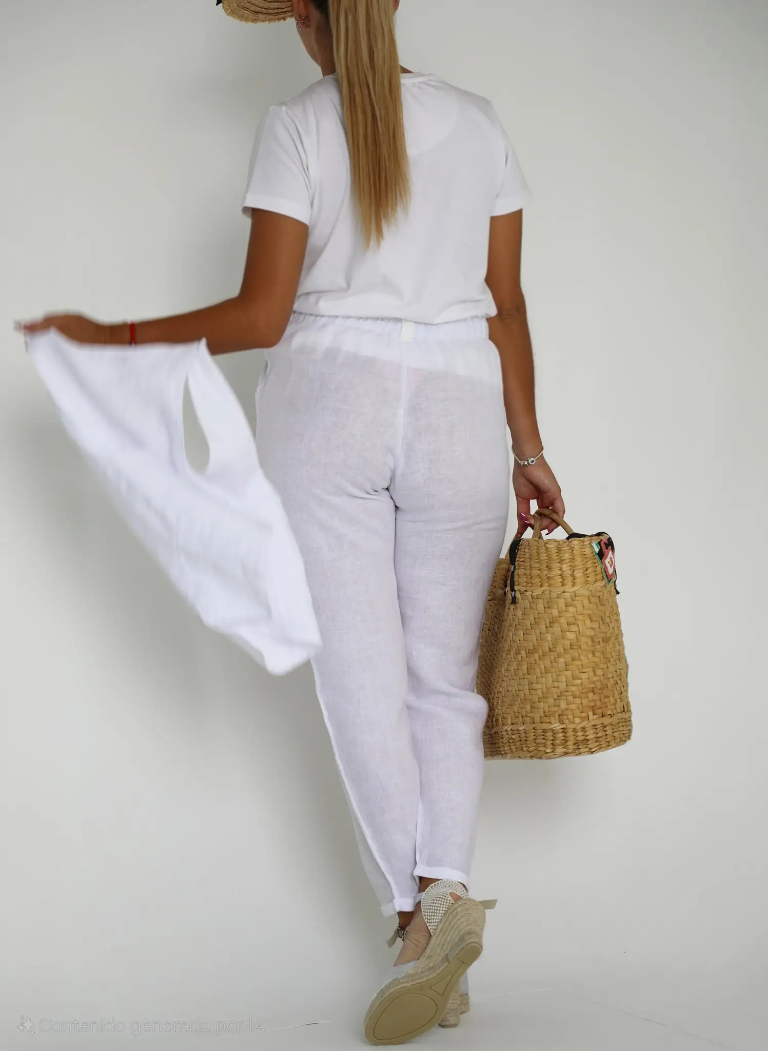 Pantalón Lino Blanco Mujer - Image 3