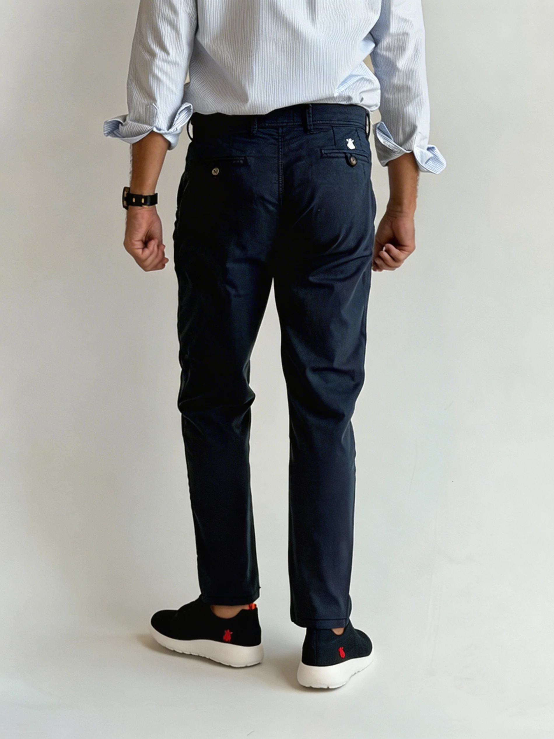 Pantalón Tipo Chino Tencel Azul Hombre - Image 3