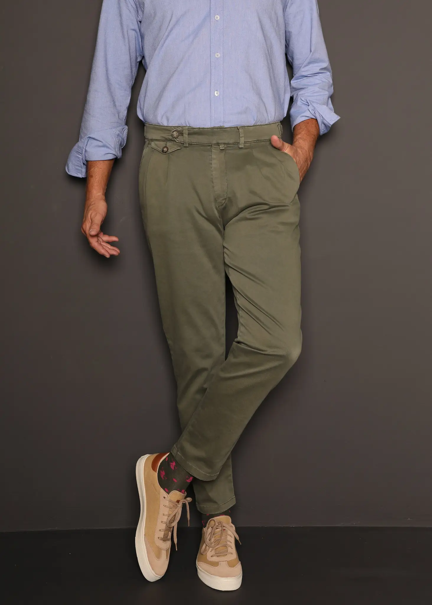 Pantalón Tipo Chino Verde Kaki Hombre - Image 4