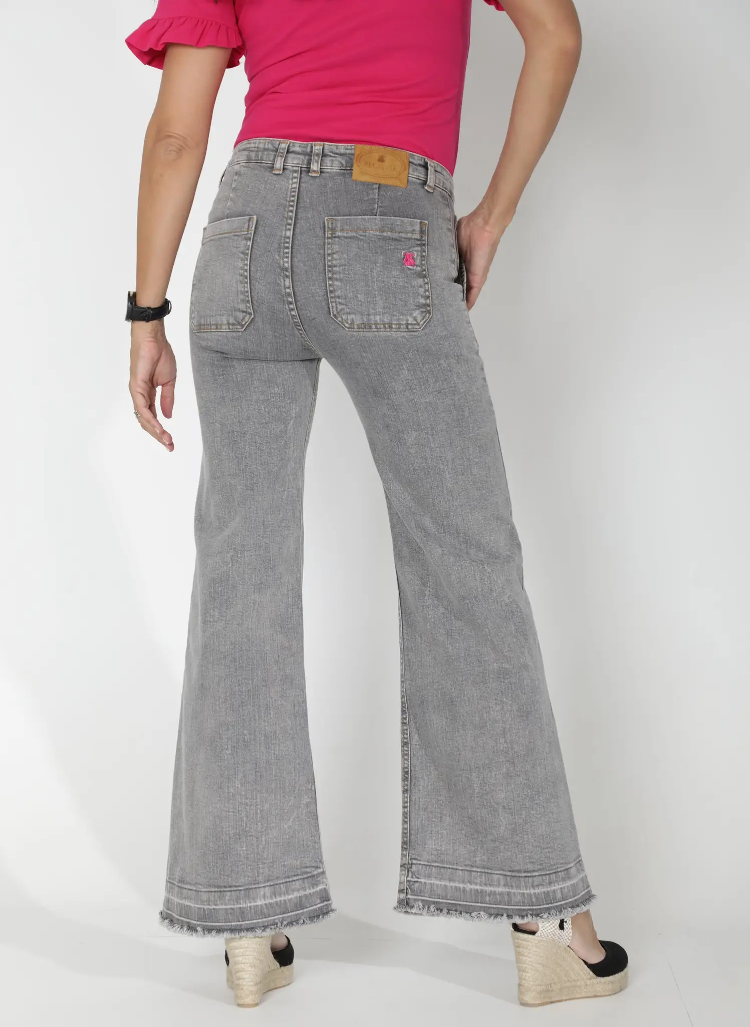 Pantalón Vaquero Bolsillos Delanteros Gris Mujer - Image 4