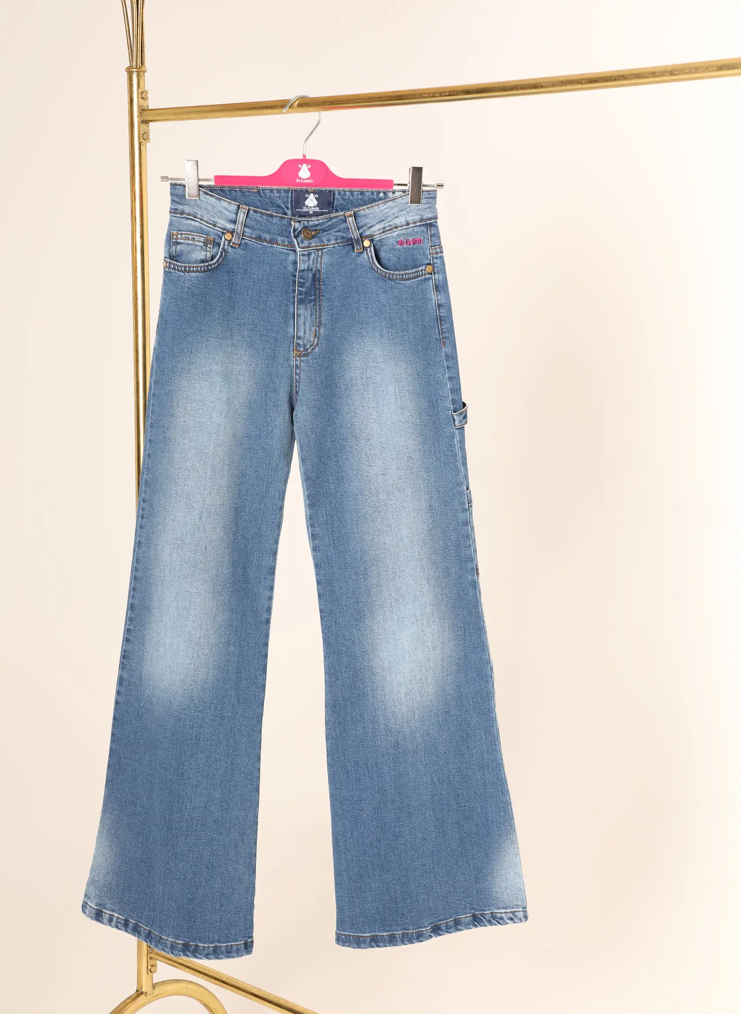 Pantalón Vaquero Ancho Tiro Medio Mujer - Image 7
