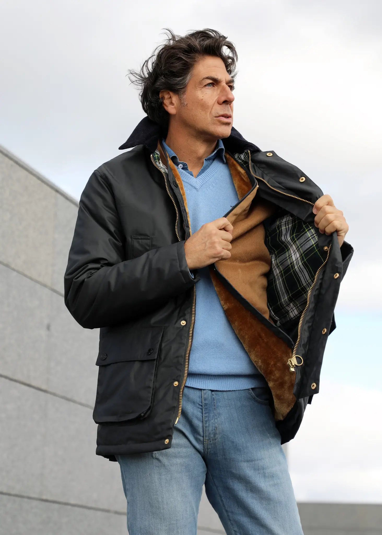 Parka Encerada Azul Marino Hombre - Image 3