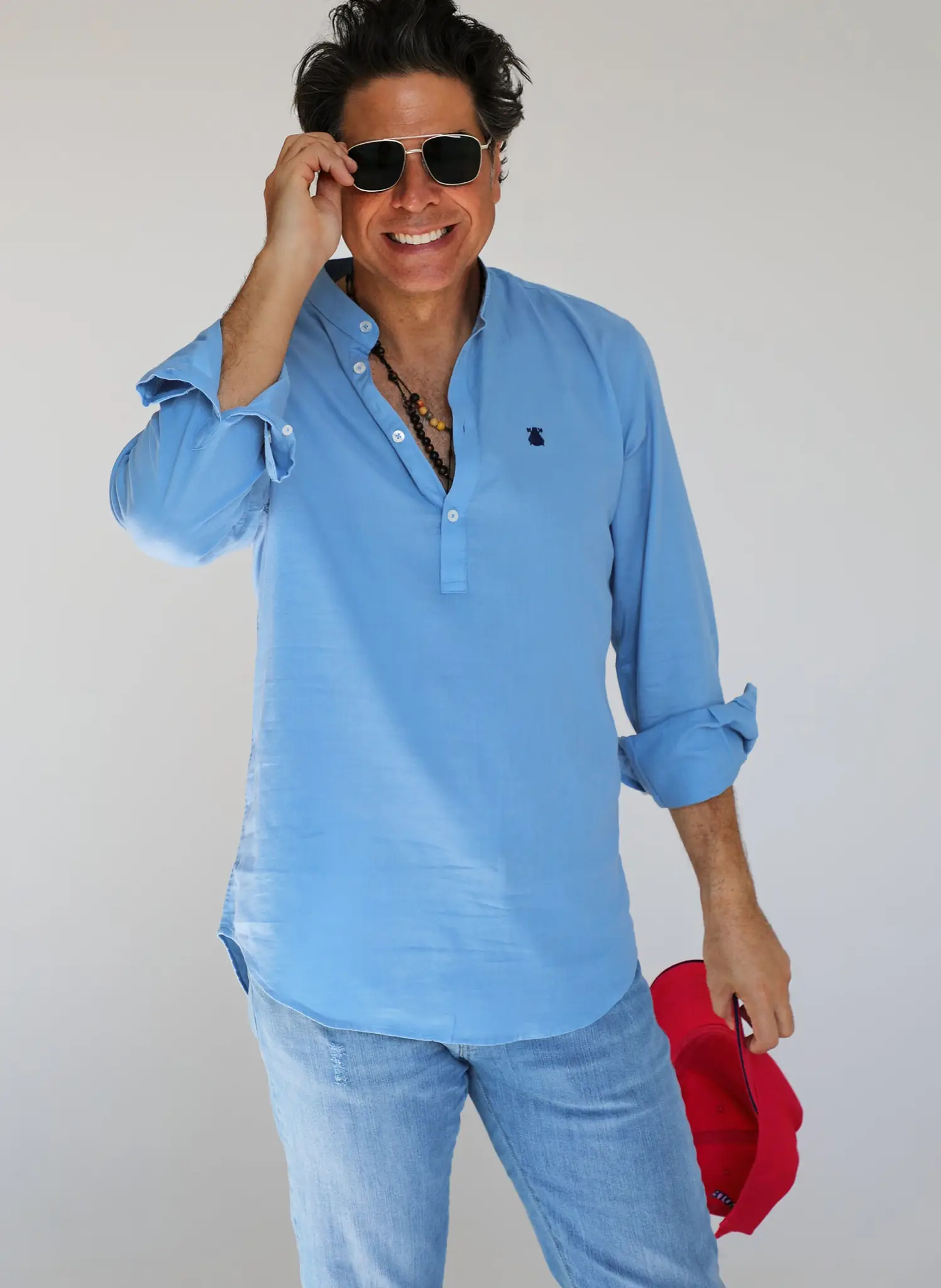 Polera Cuello Mao Azul Denim Shibuya Hombre - Image 2