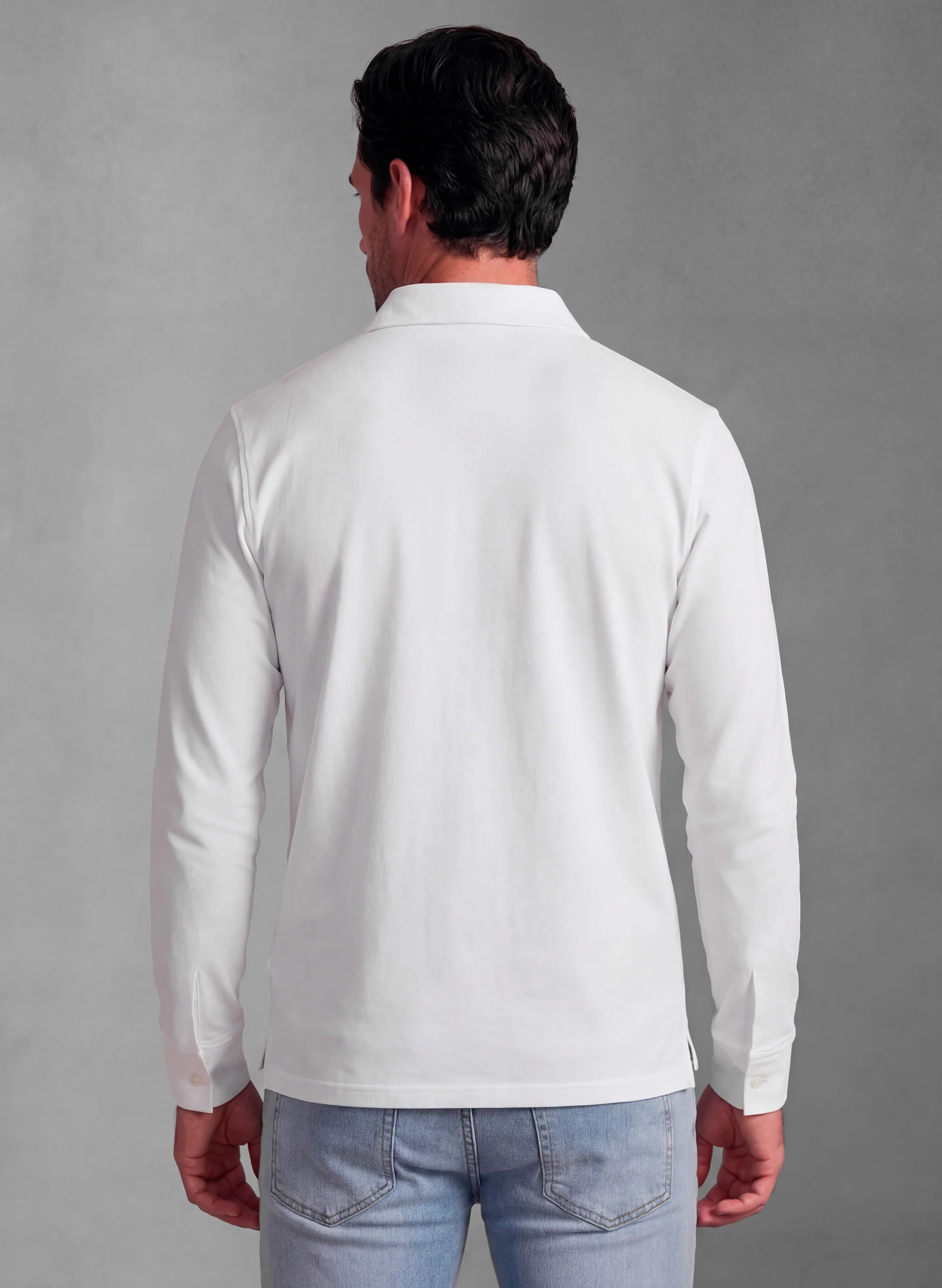 Polera Blanca Algodón Mercerizado Hombre - Image 4