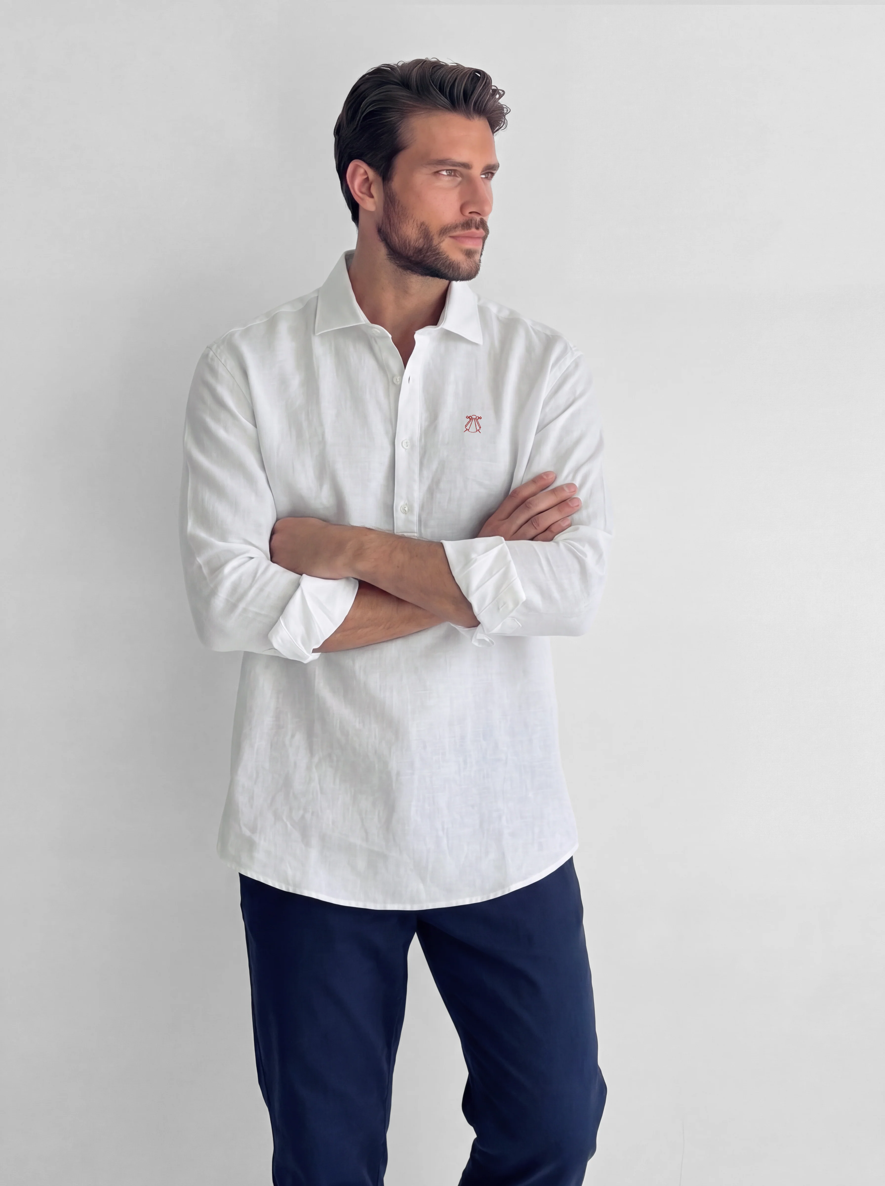 Polera Blanca Lino Hombre