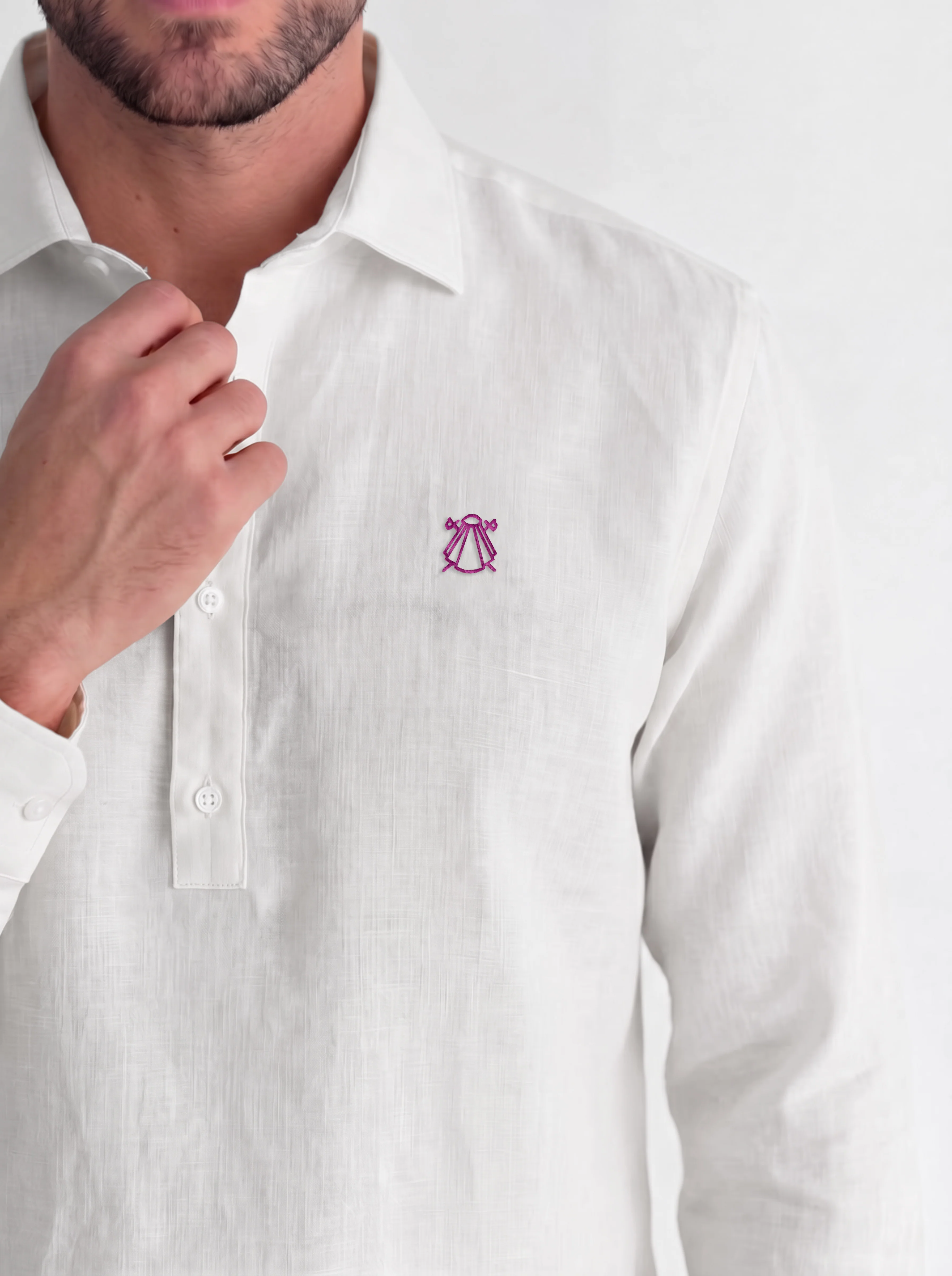 Polera Blanca Lino Hombre - Image 2