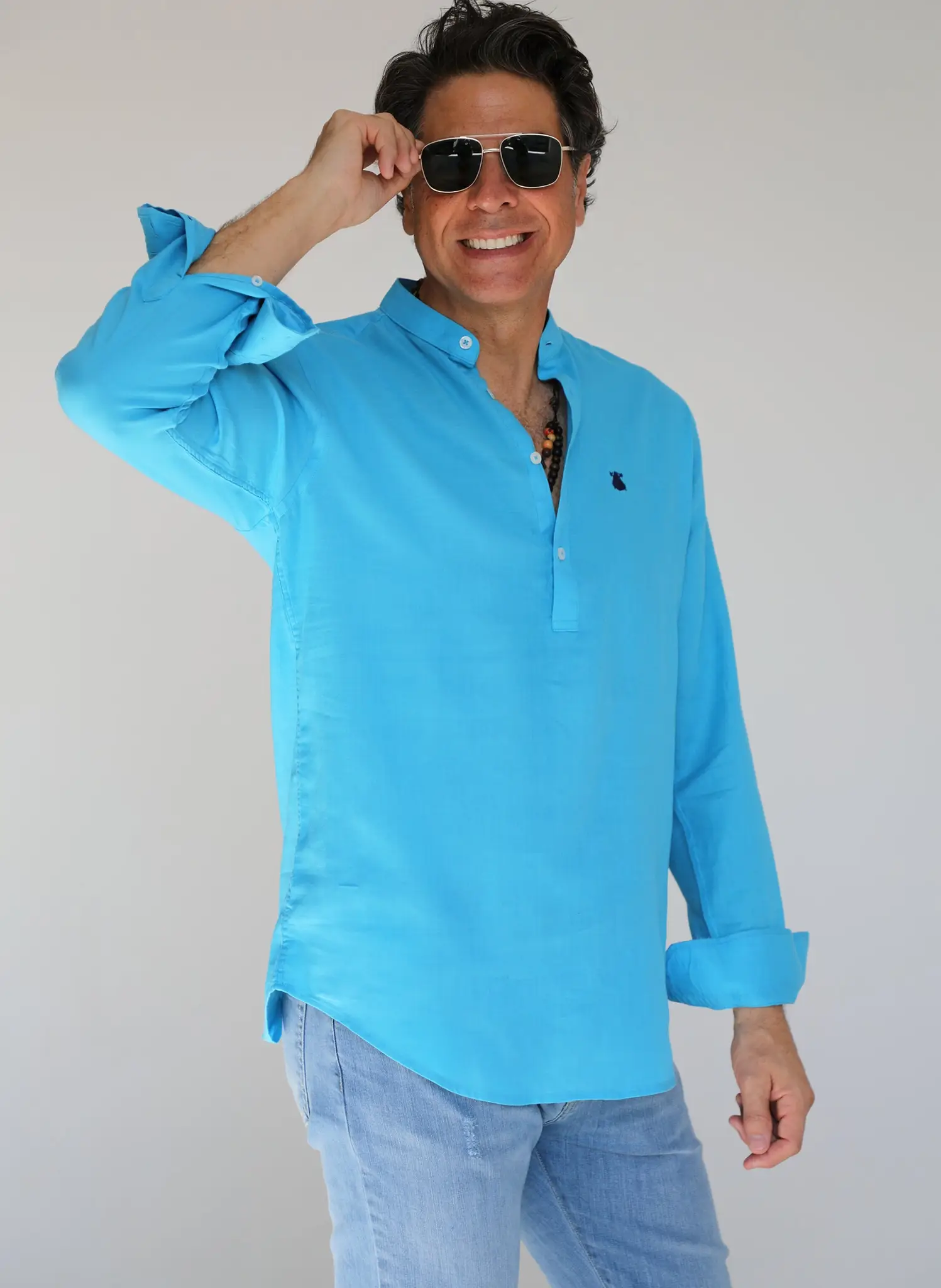 Polera Cuello Mao Turquesa Shibuya Hombre - Image 3