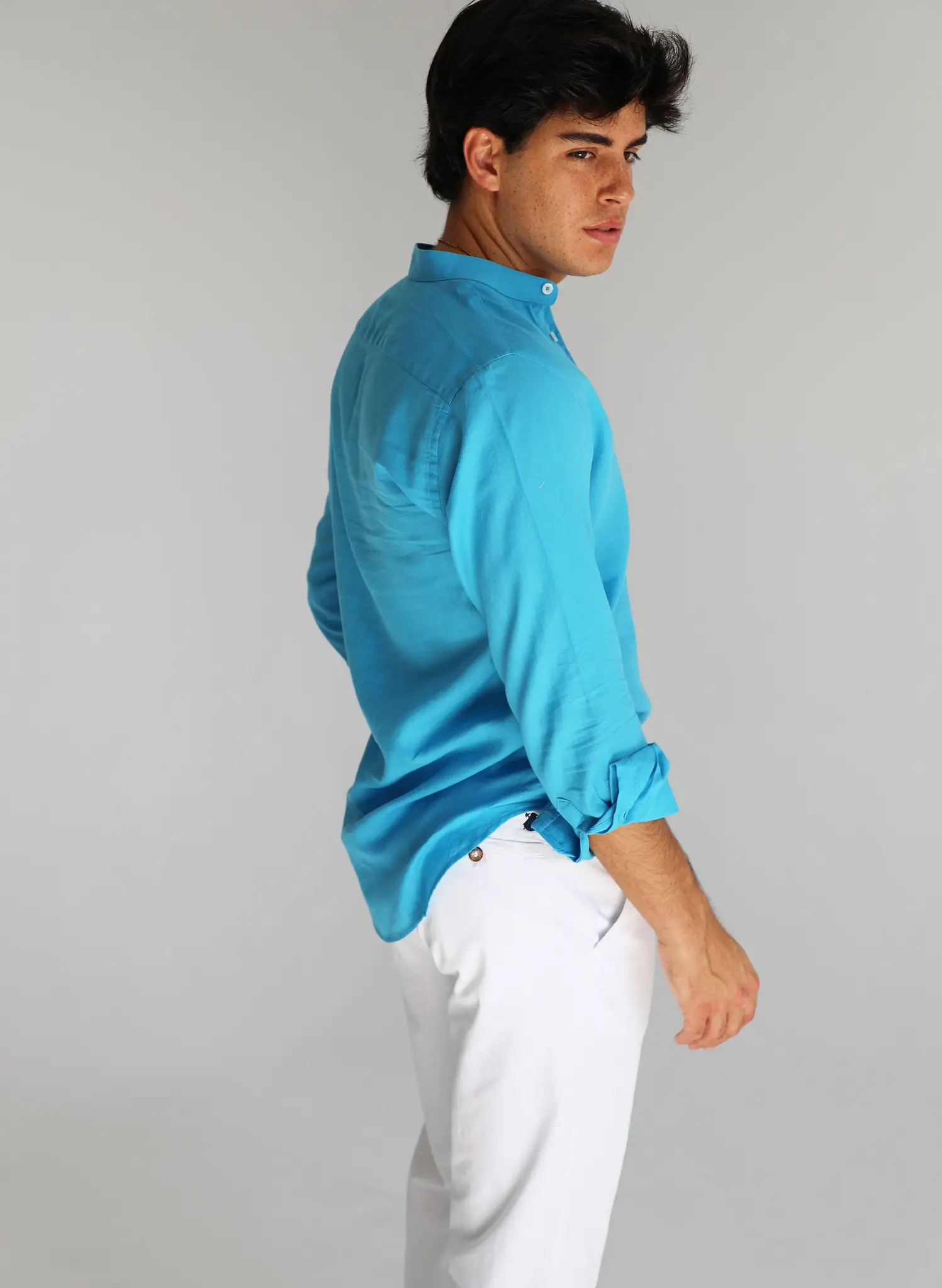 Polera Cuello Mao Turquesa Shibuya Hombre - Image 6