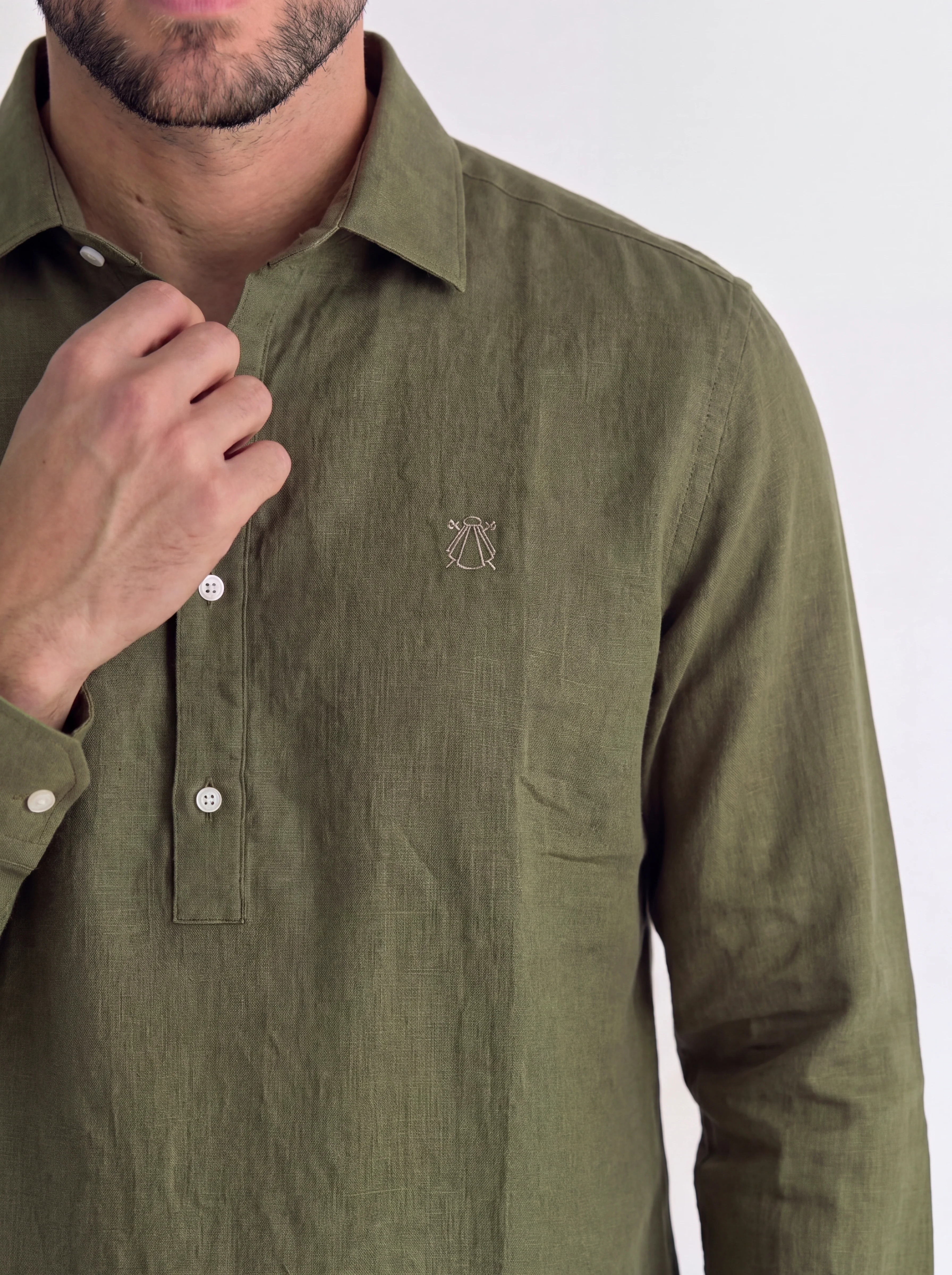 Polera Verde Kaki Lino Hombre - Image 2