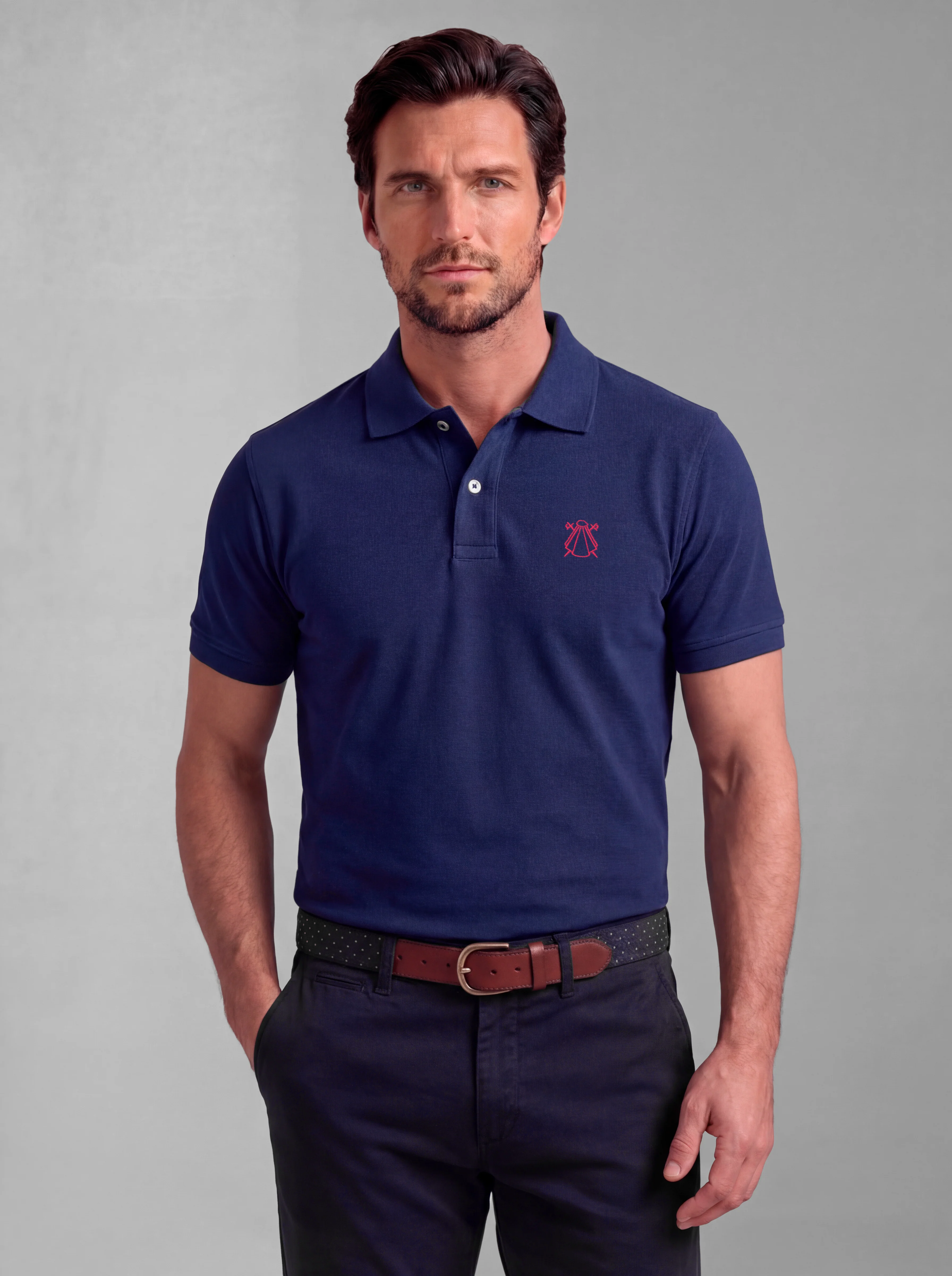 Polo Azul Claveles Reverso Cuello Hombre - Image 2
