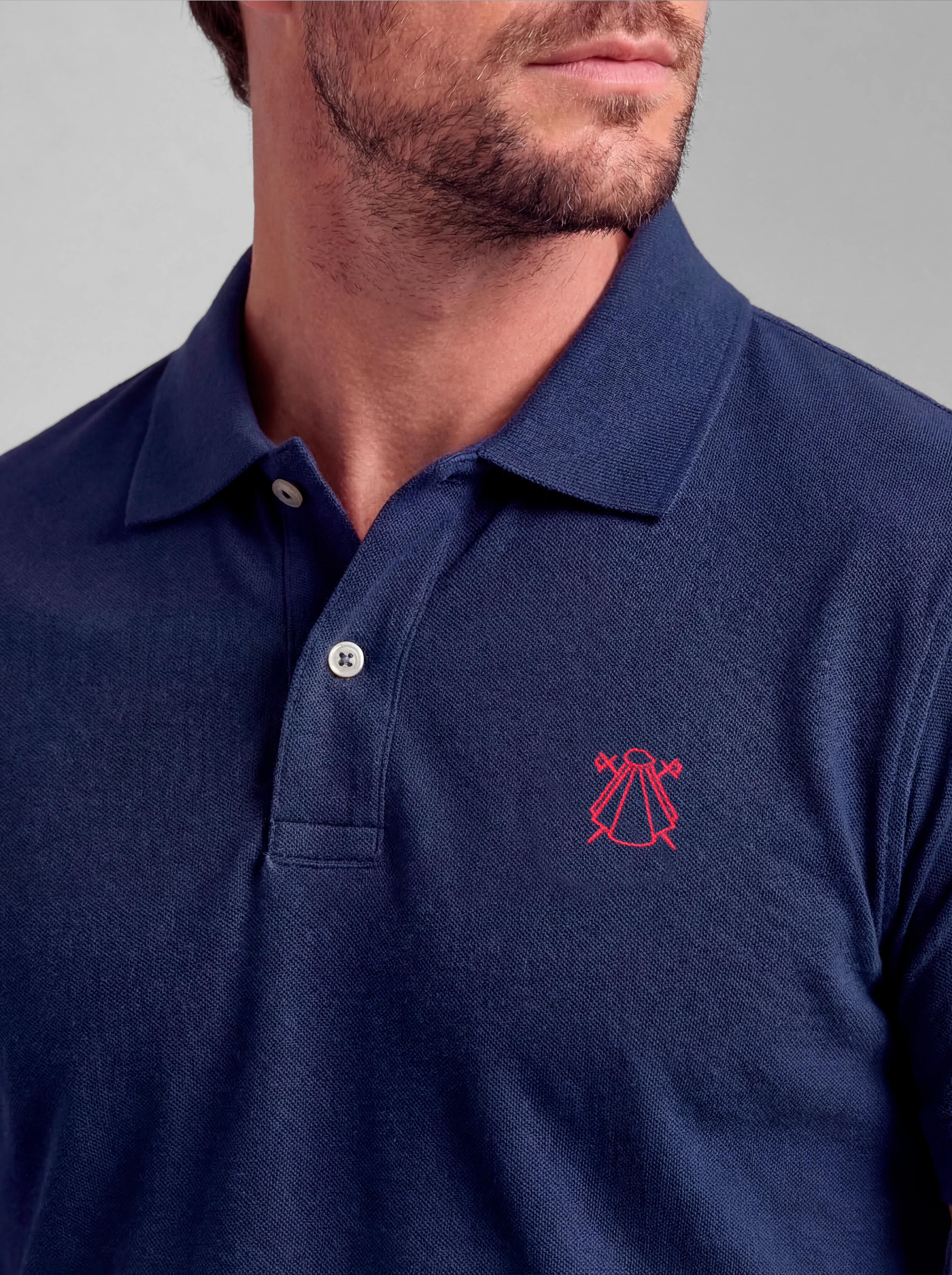 Polo Azul Claveles Reverso Cuello Hombre - Image 3