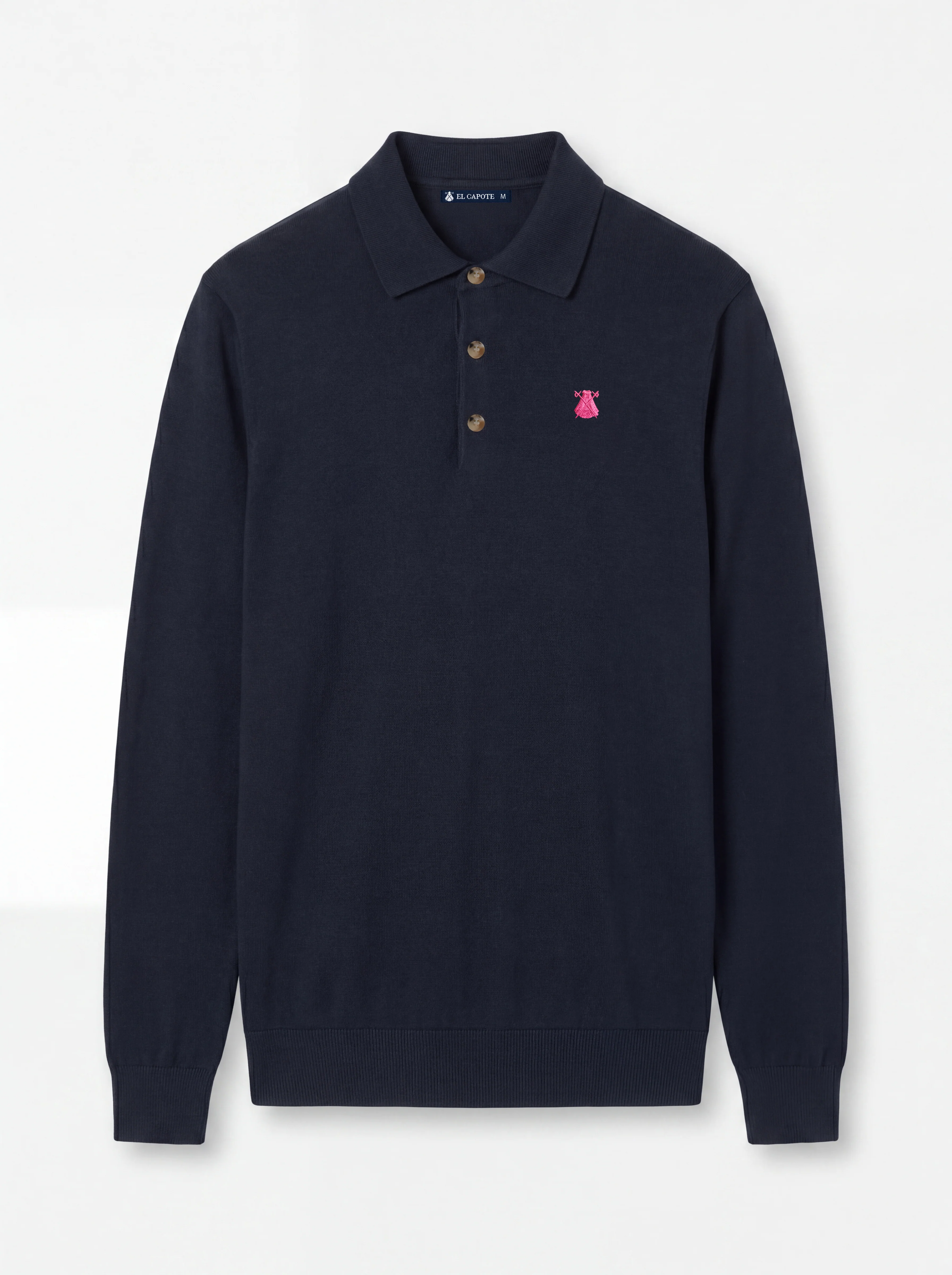Polo Azul de Punto Manga Larga Hombre - Image 2