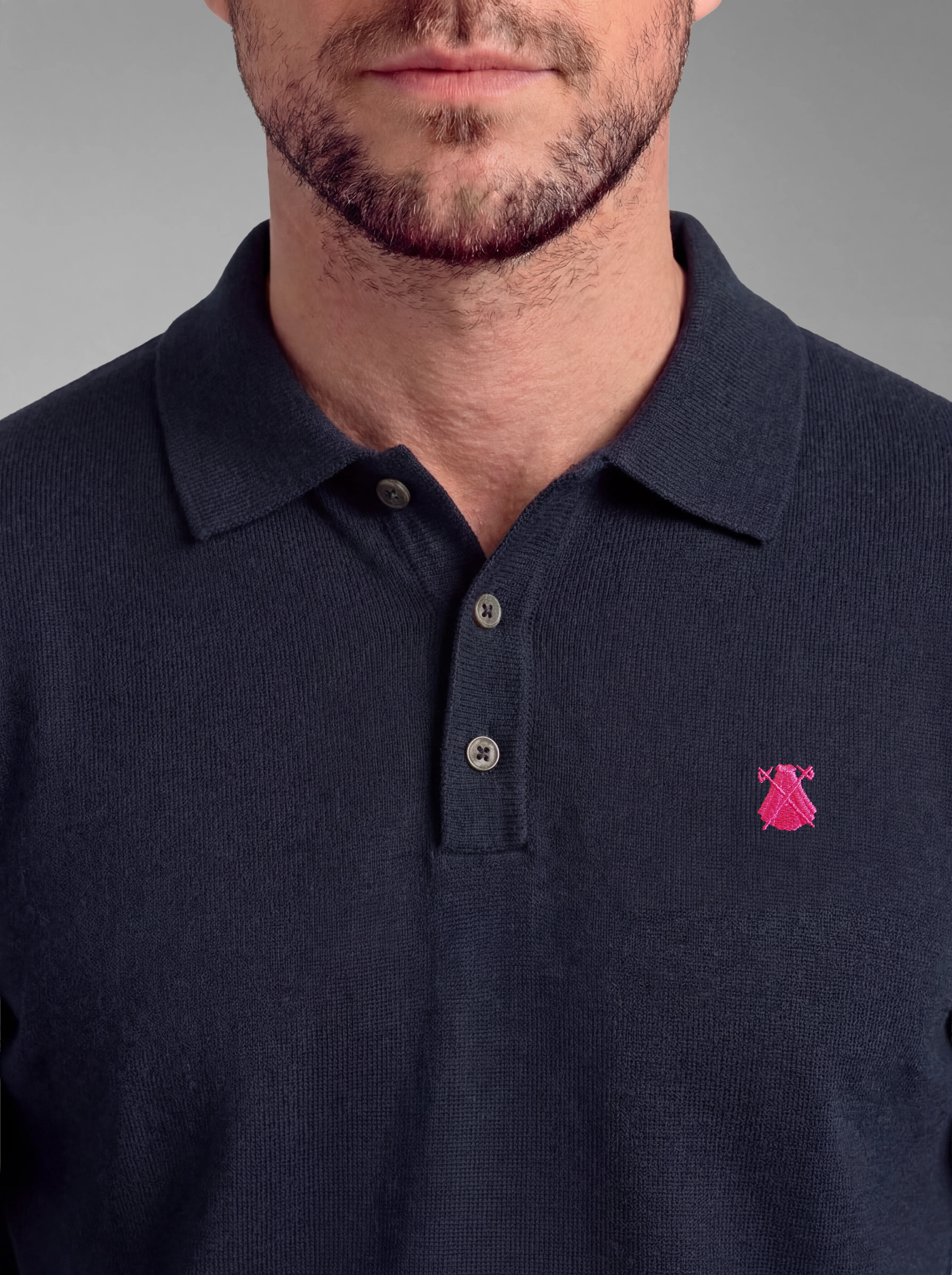 Polo Azul de Punto Manga Larga Hombre - Image 5