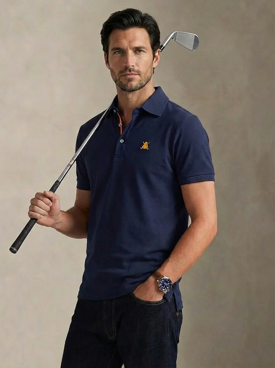 Polo Azul España Tejido Técnico Hombre - Image 3