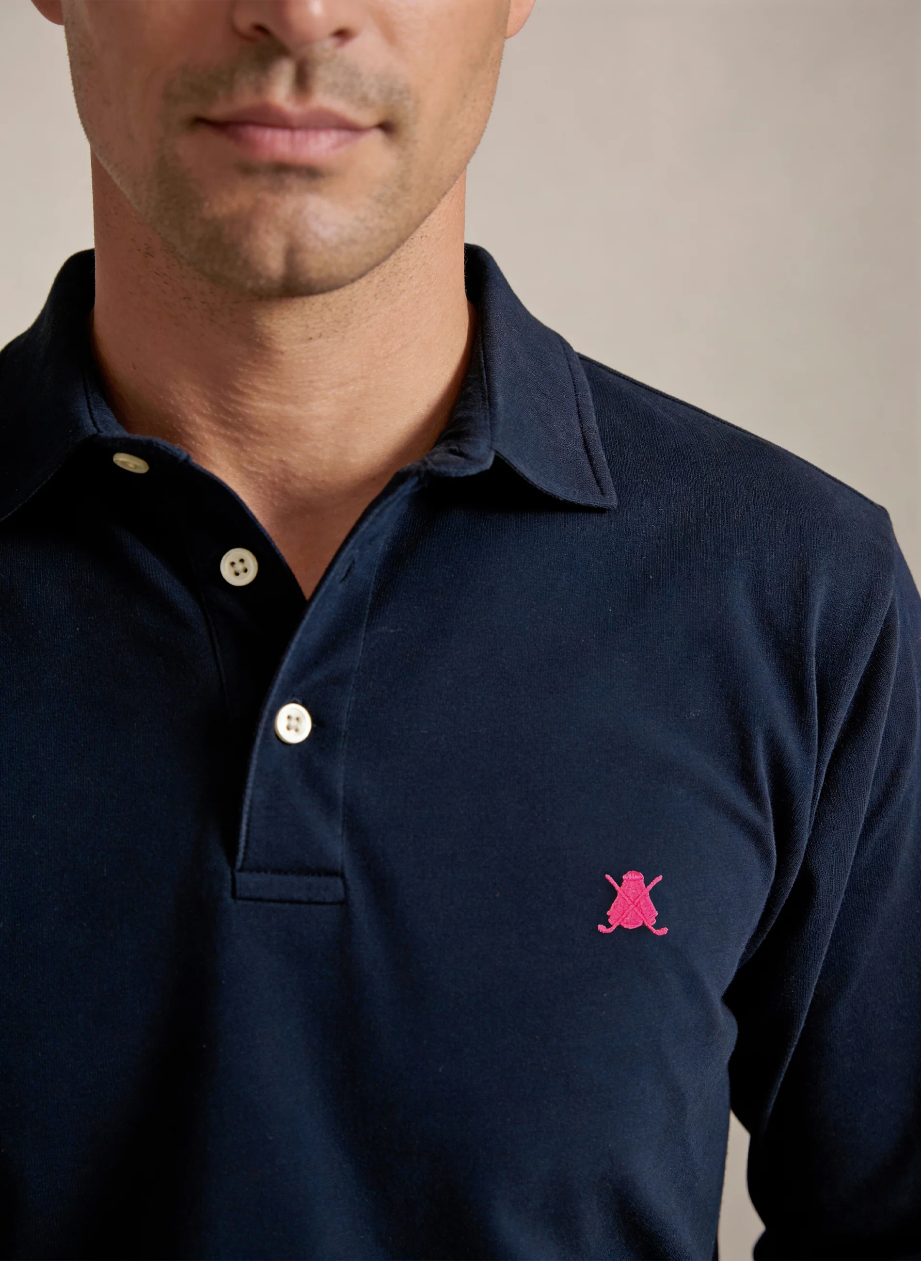 Polo Azul Marino Manga Larga Hombre - Image 2