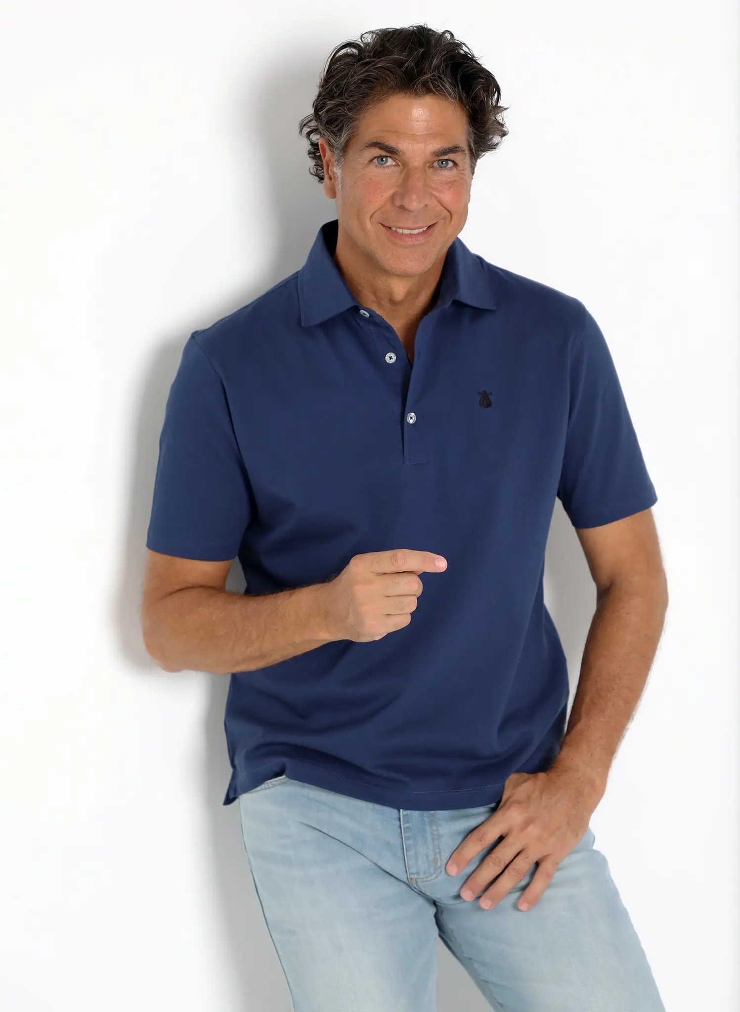 Polo Azul Indigo Mercerizado Hombre