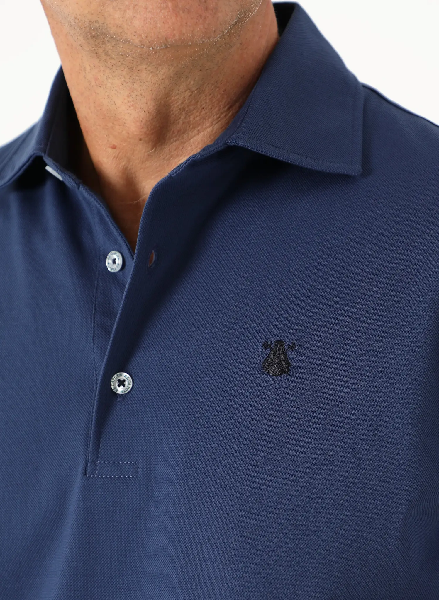 Polo Azul Indigo Mercerizado Hombre - Image 4