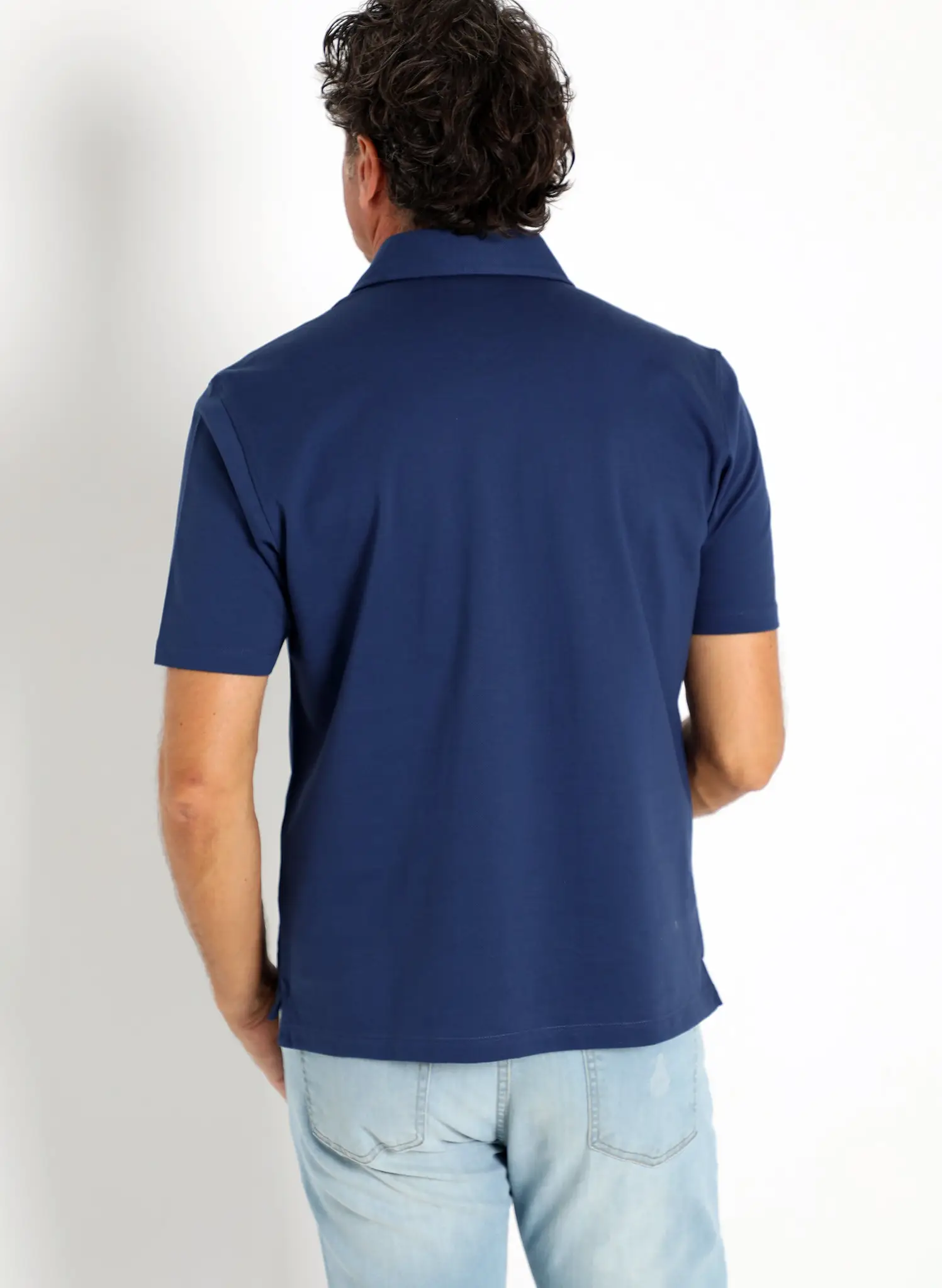 Polo Azul Indigo Mercerizado Hombre - Image 5