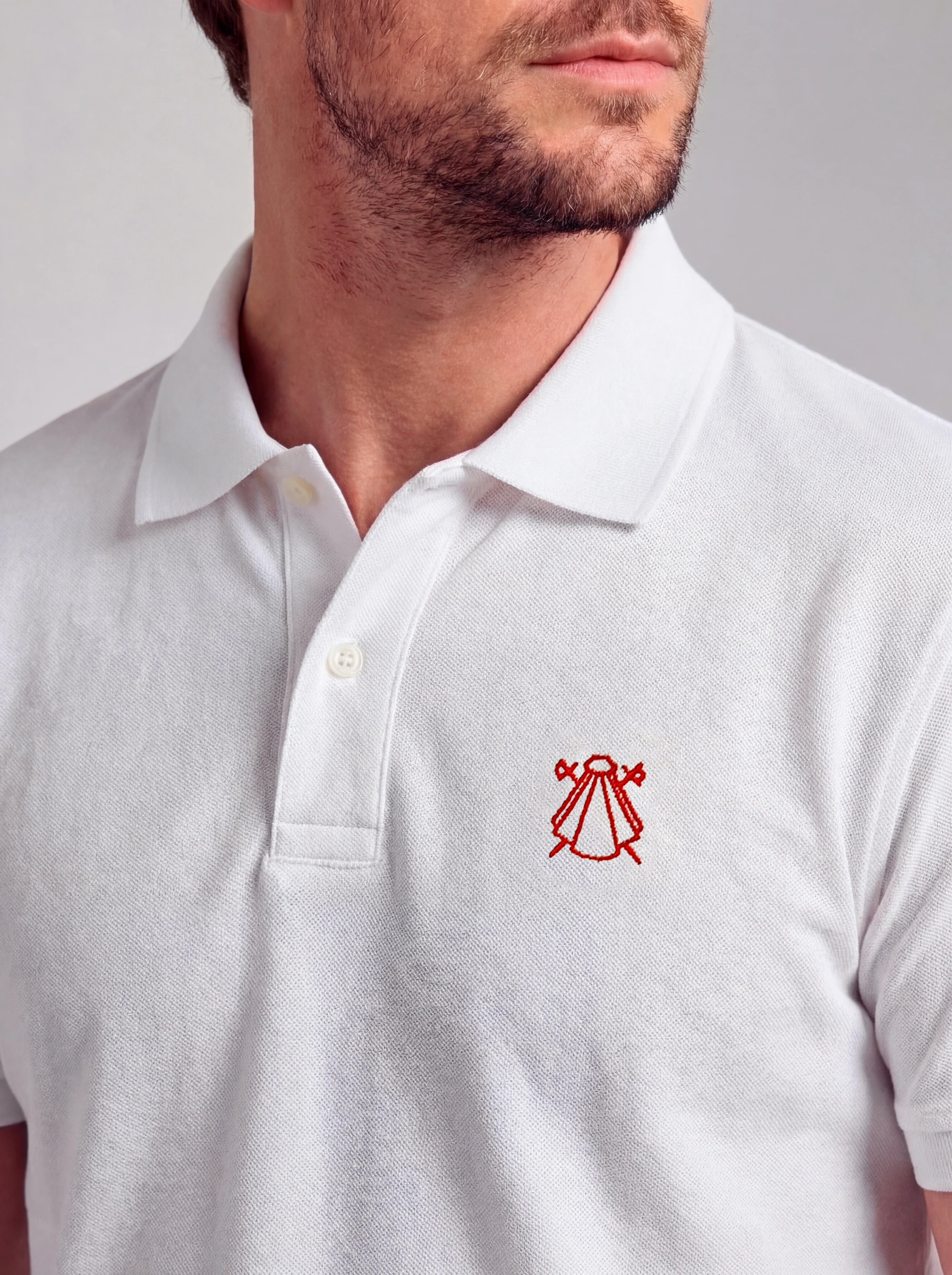 Polo Blanco Claveles Reverso Cuello Hombre - Image 4