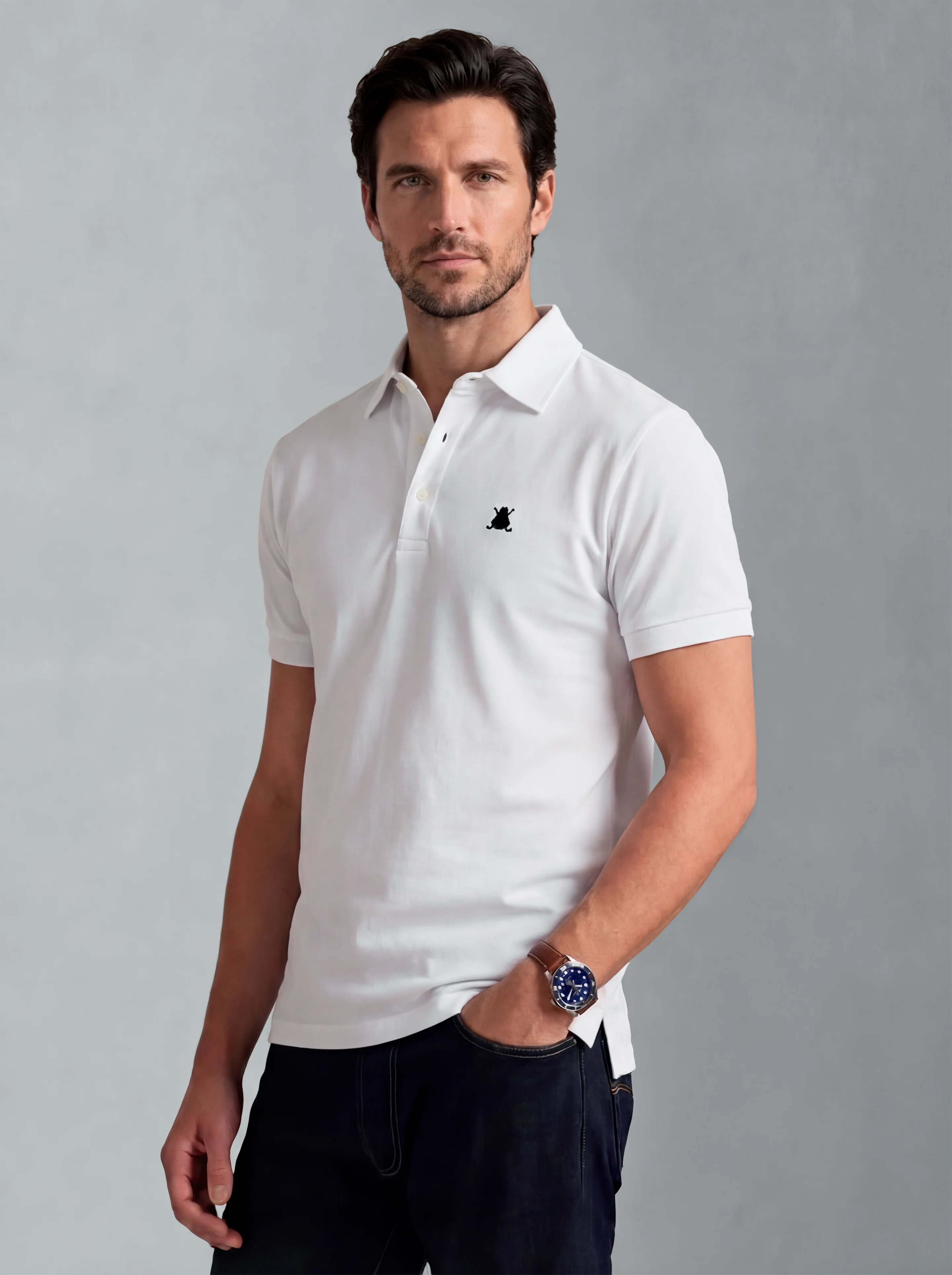 Polo Blanco Manga Corta Soft Hombre