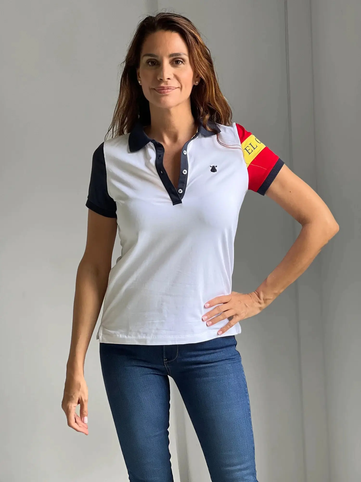 Polo Blanco Manga España Interlock Mujer - Image 5