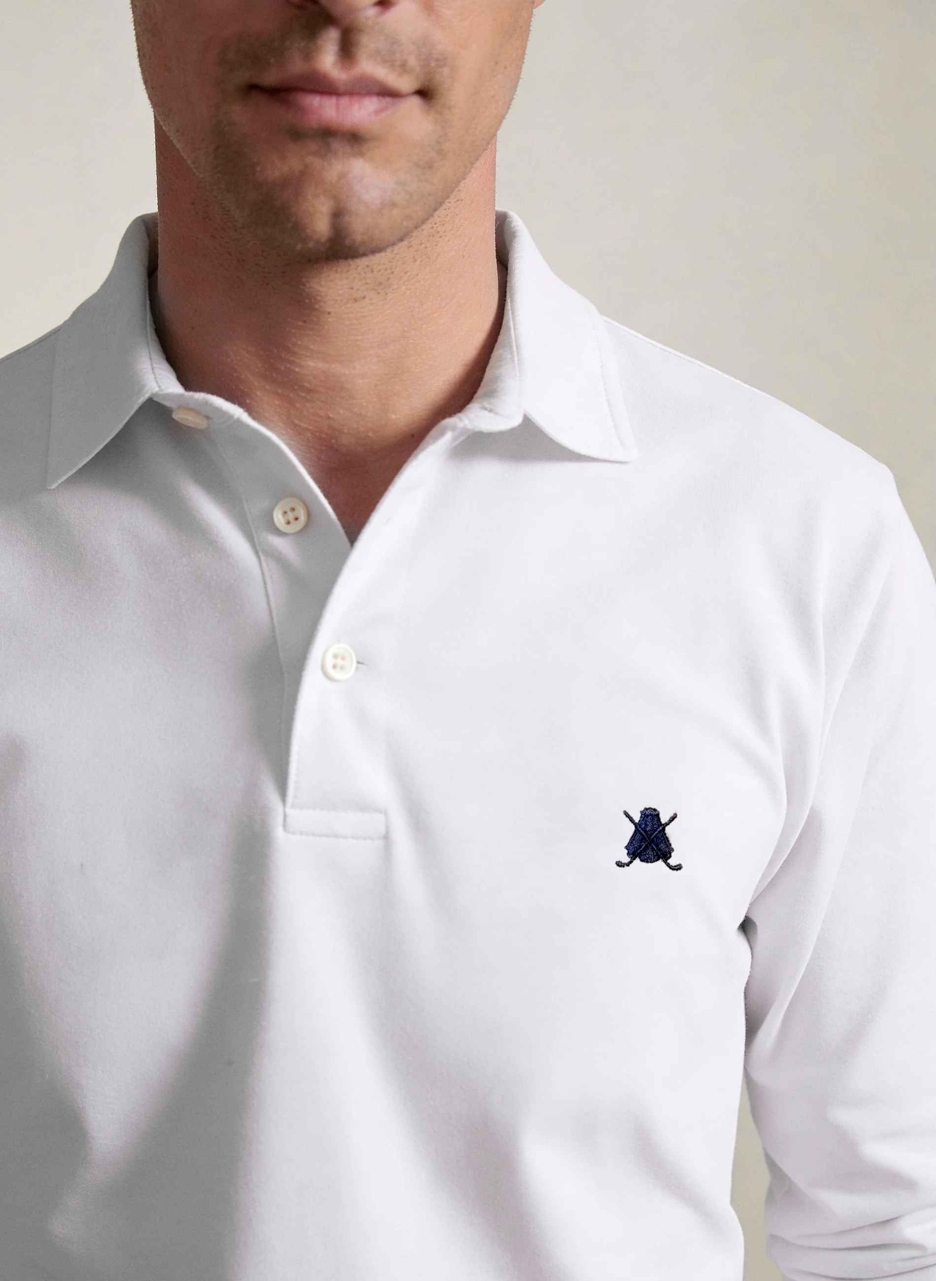 Polo Blanco Manga Larga Hombre - Image 2