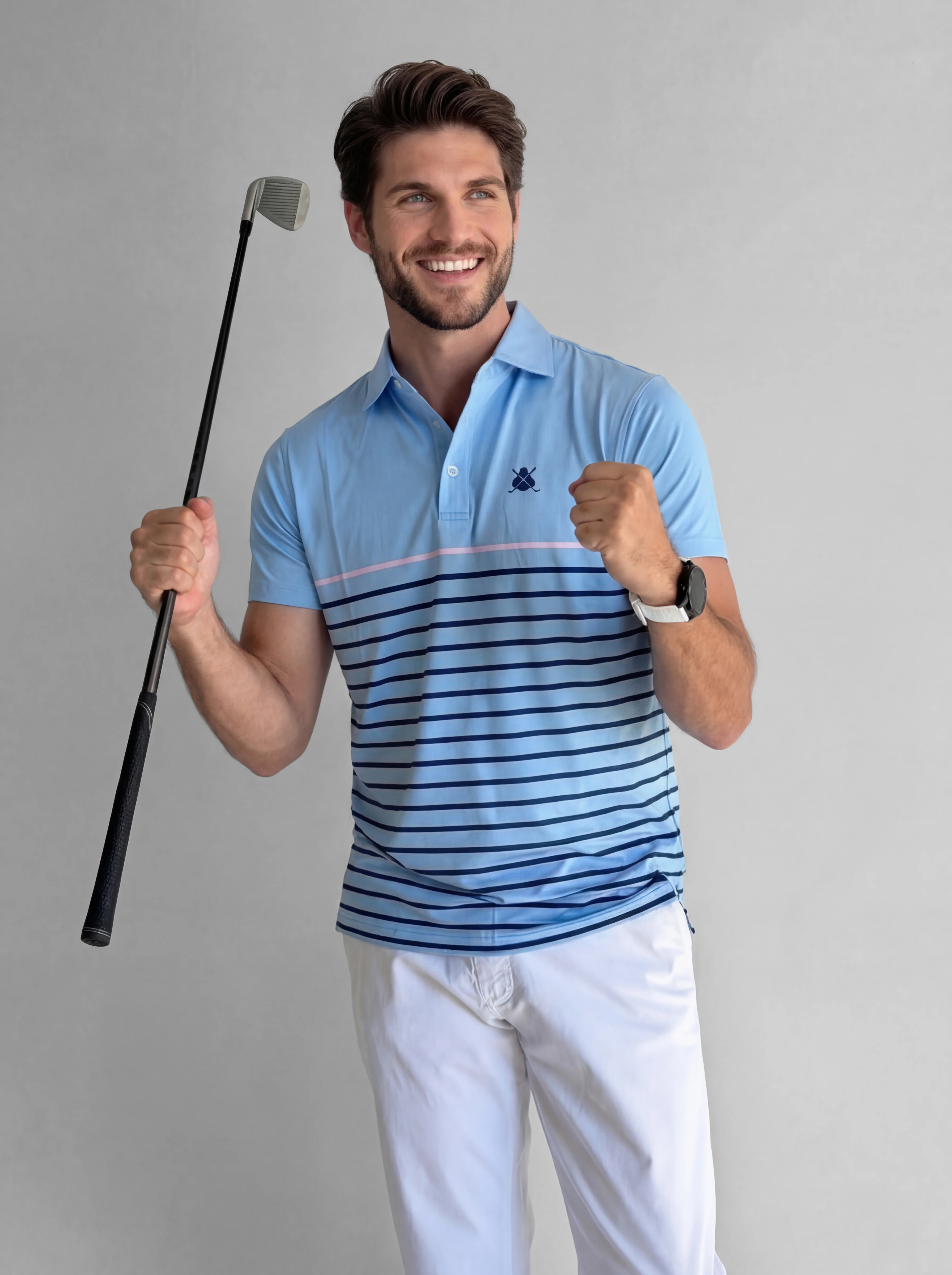 Polo Celeste Rayas Ultraligero Hombre - Image 3