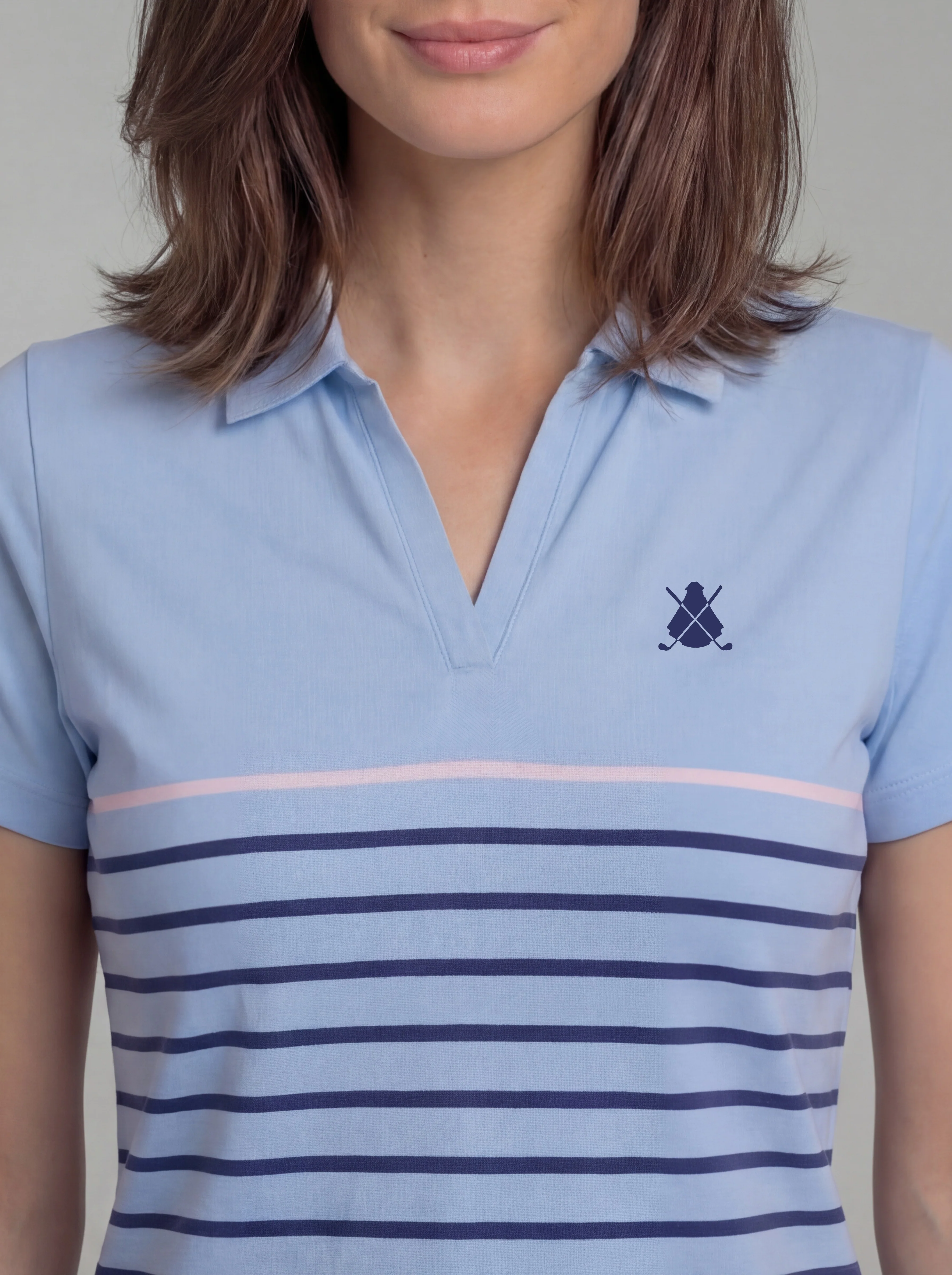 Polo Celeste Rayas Ultraligero Mujer - Image 2