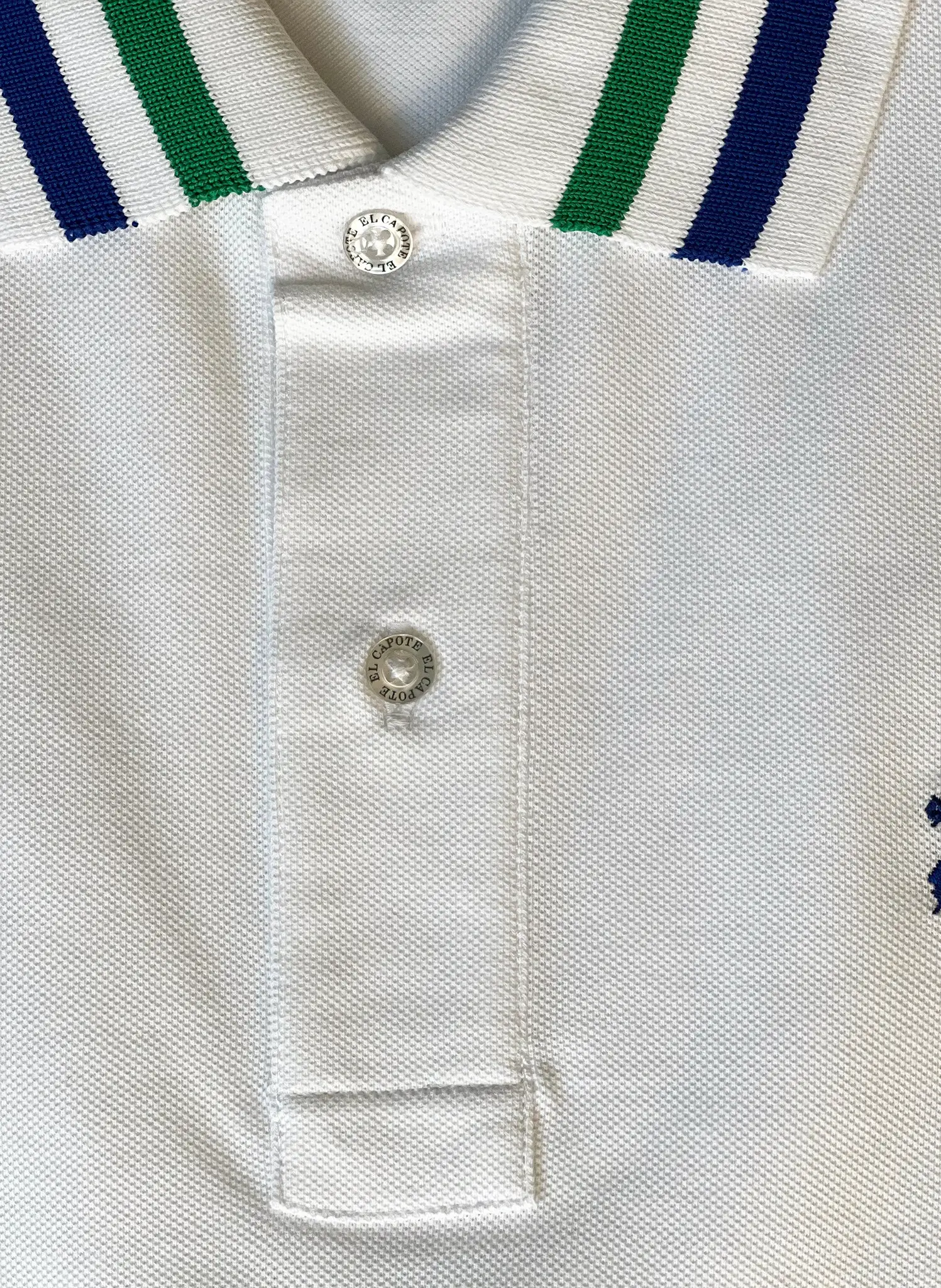 Polo Blanco Cuello Rayas Hombre - Image 5