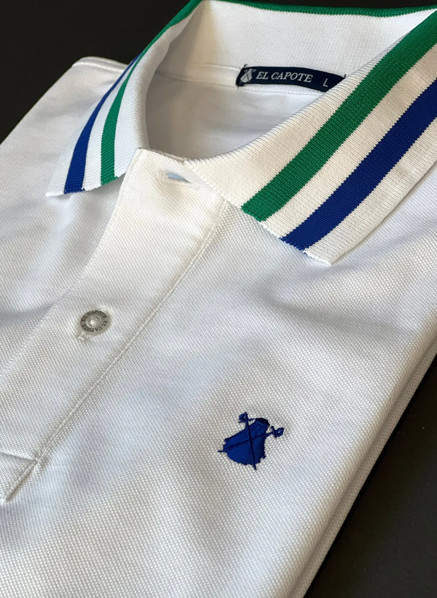 Polo Blanco Cuello Rayas Hombre - Image 6