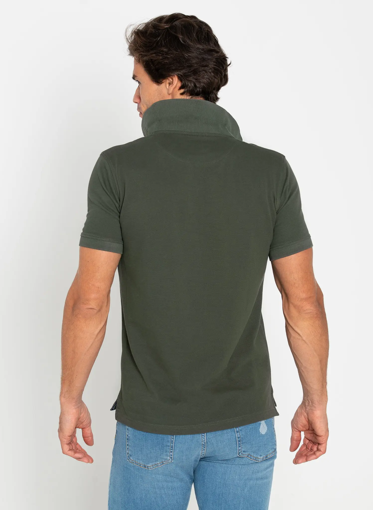 Polo Classic Verde Bosque Capote Rosa Hombre - Image 3