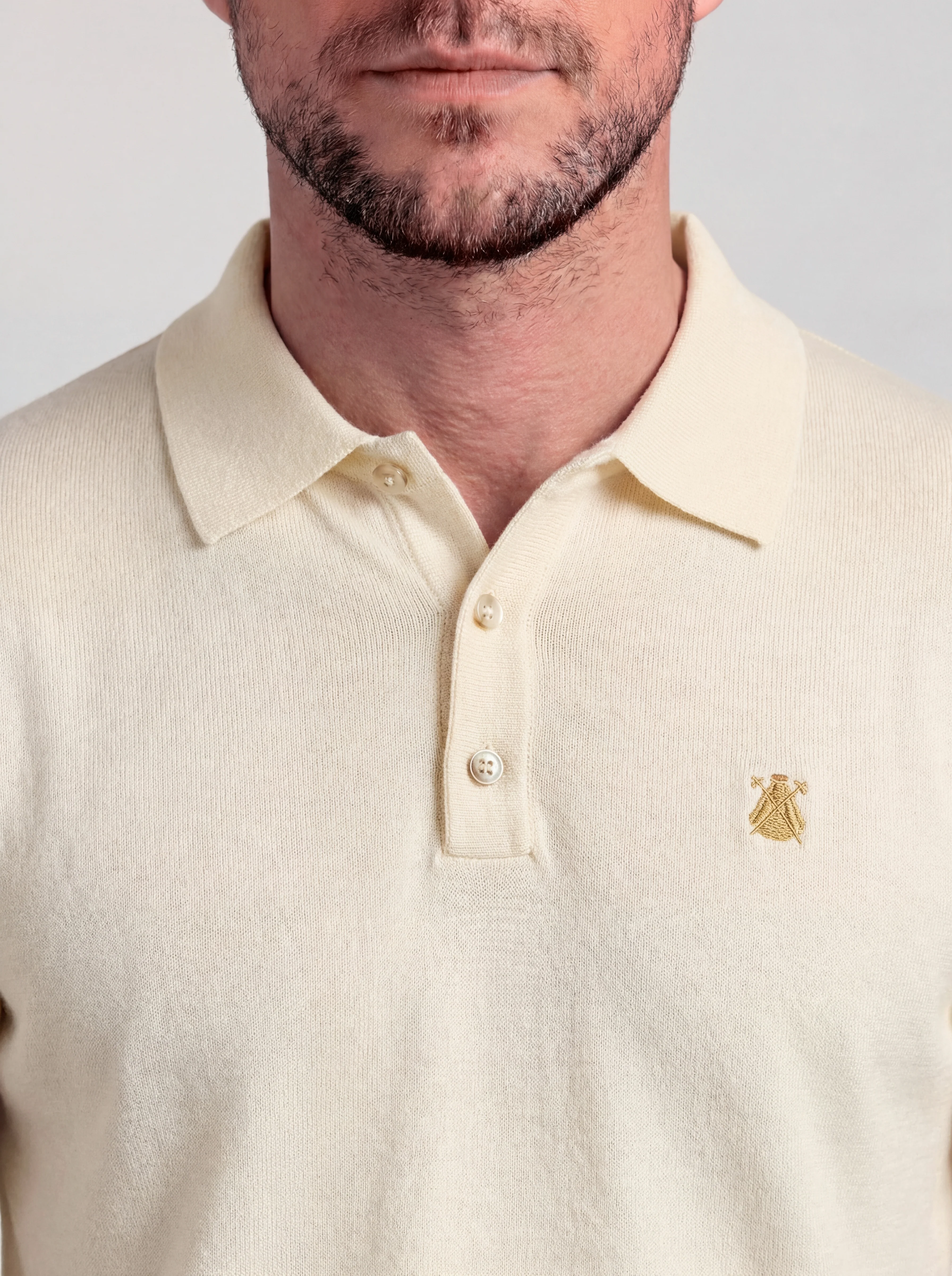 Polo Crema de Manga Corta Hombre - Image 3