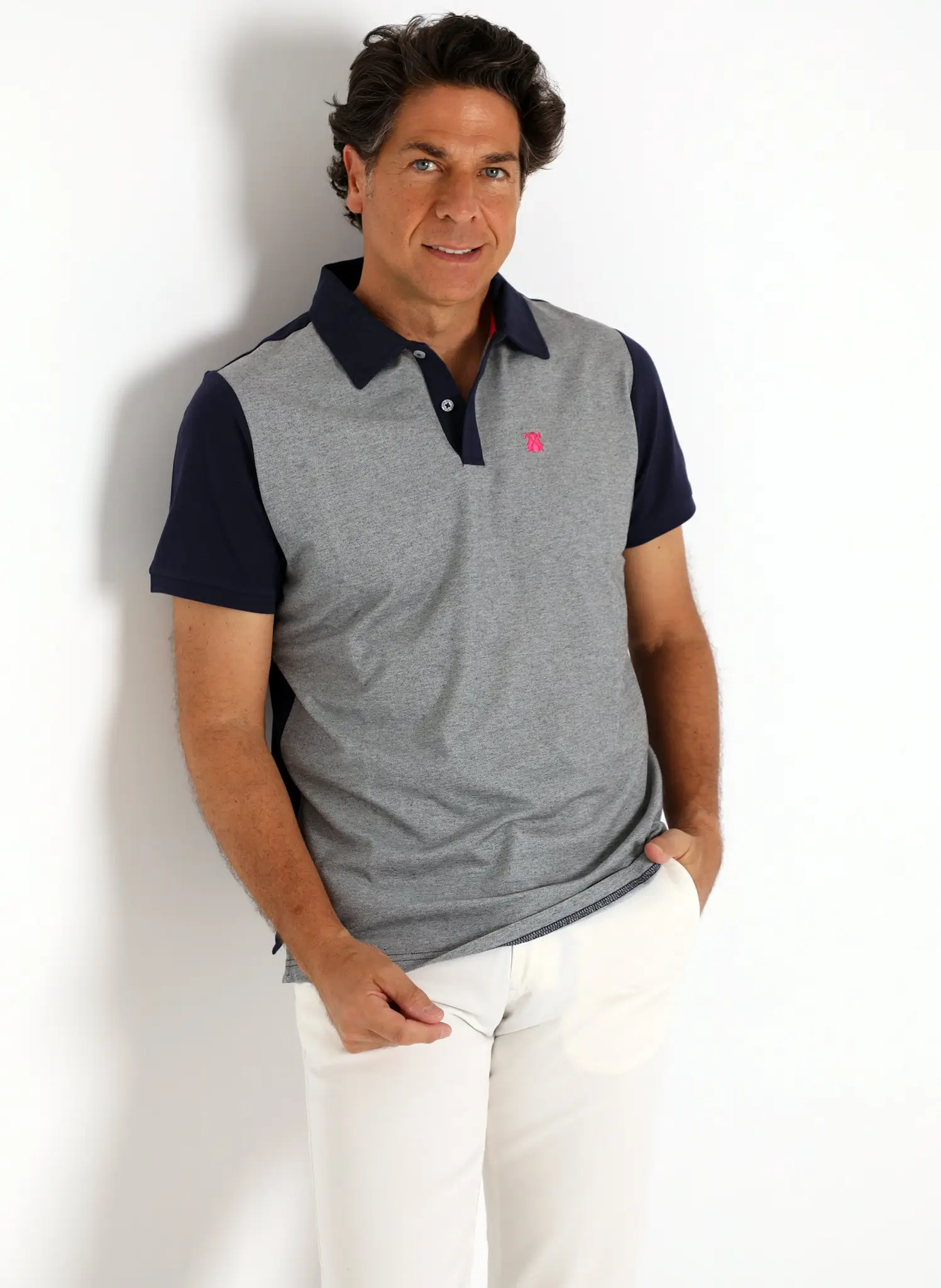 Polo Jaspeado Gris/Azul Hombre - Image 2