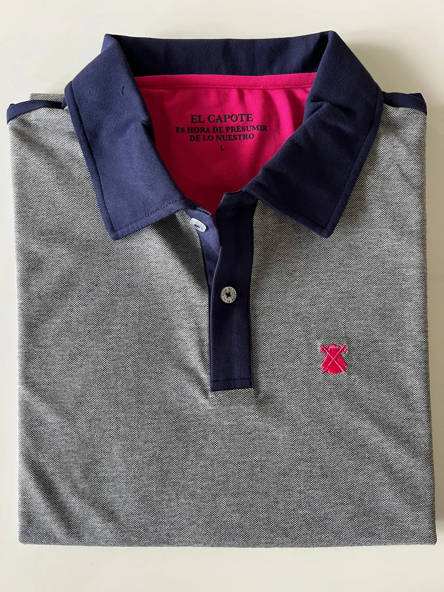 Polo Jaspeado Gris/Azul Hombre - Image 6