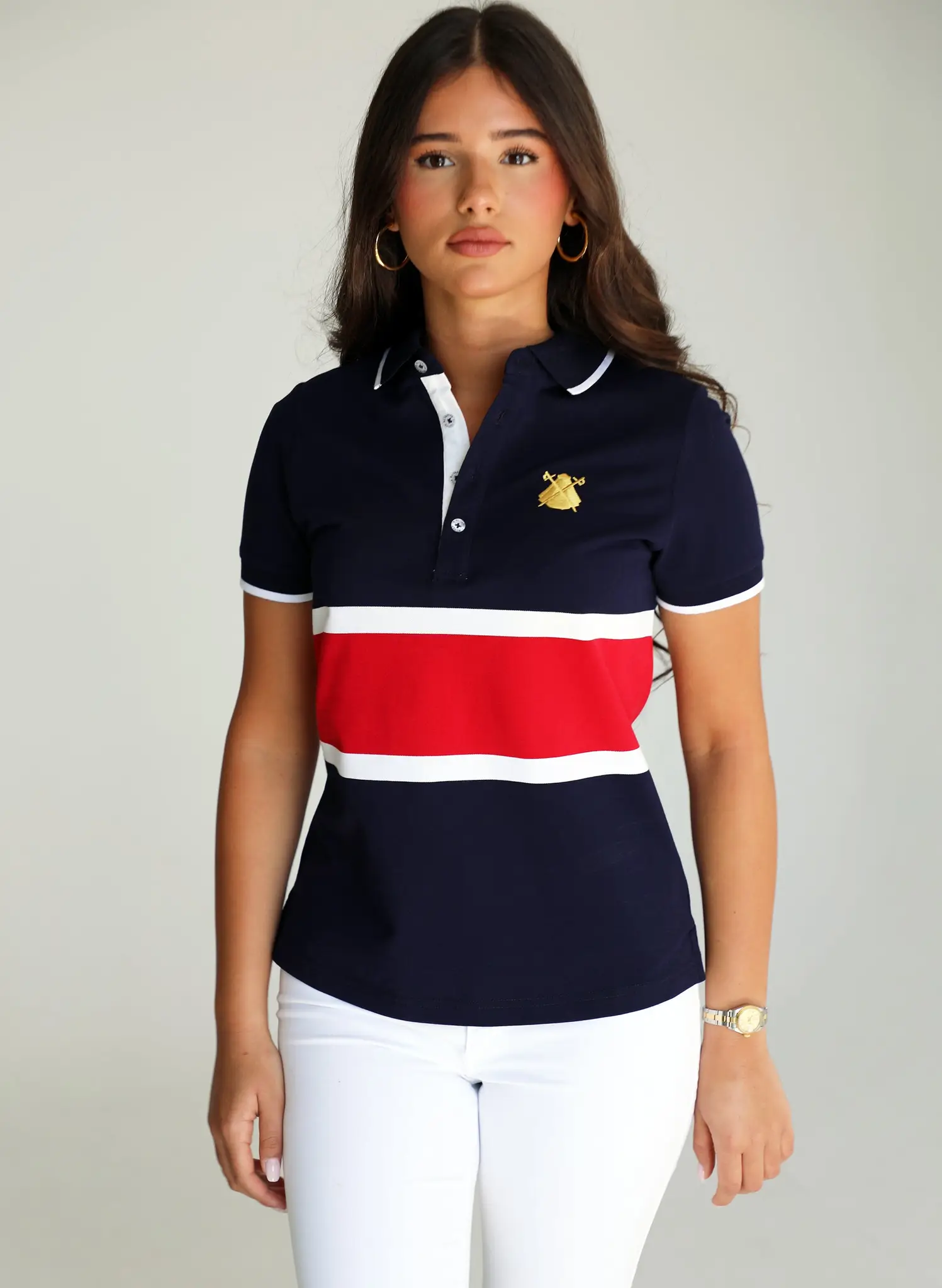 Polo Marino Franja Roja Mujer - Image 3