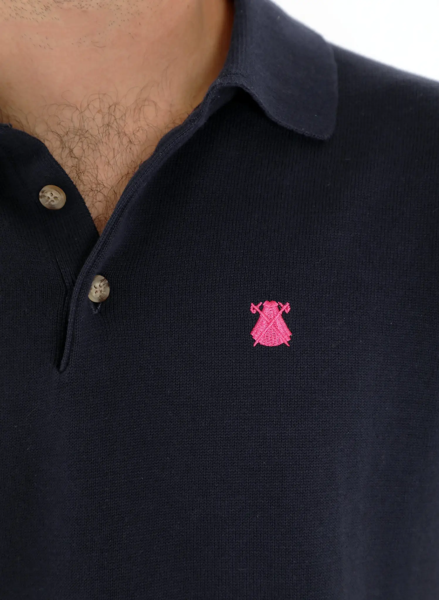 Polo Punto Azul Marino Liso Hombre - Image 3