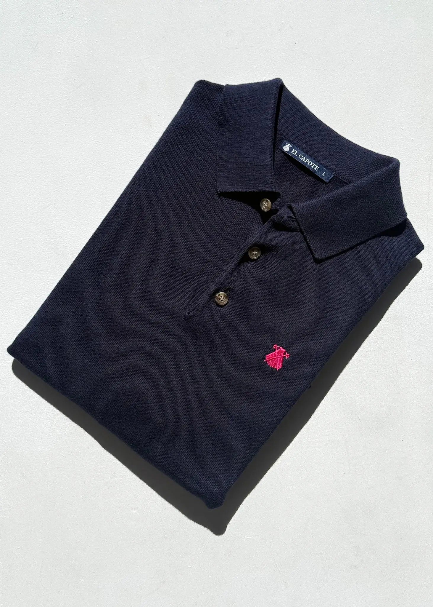Polo Punto Azul Marino Liso Hombre - Image 4