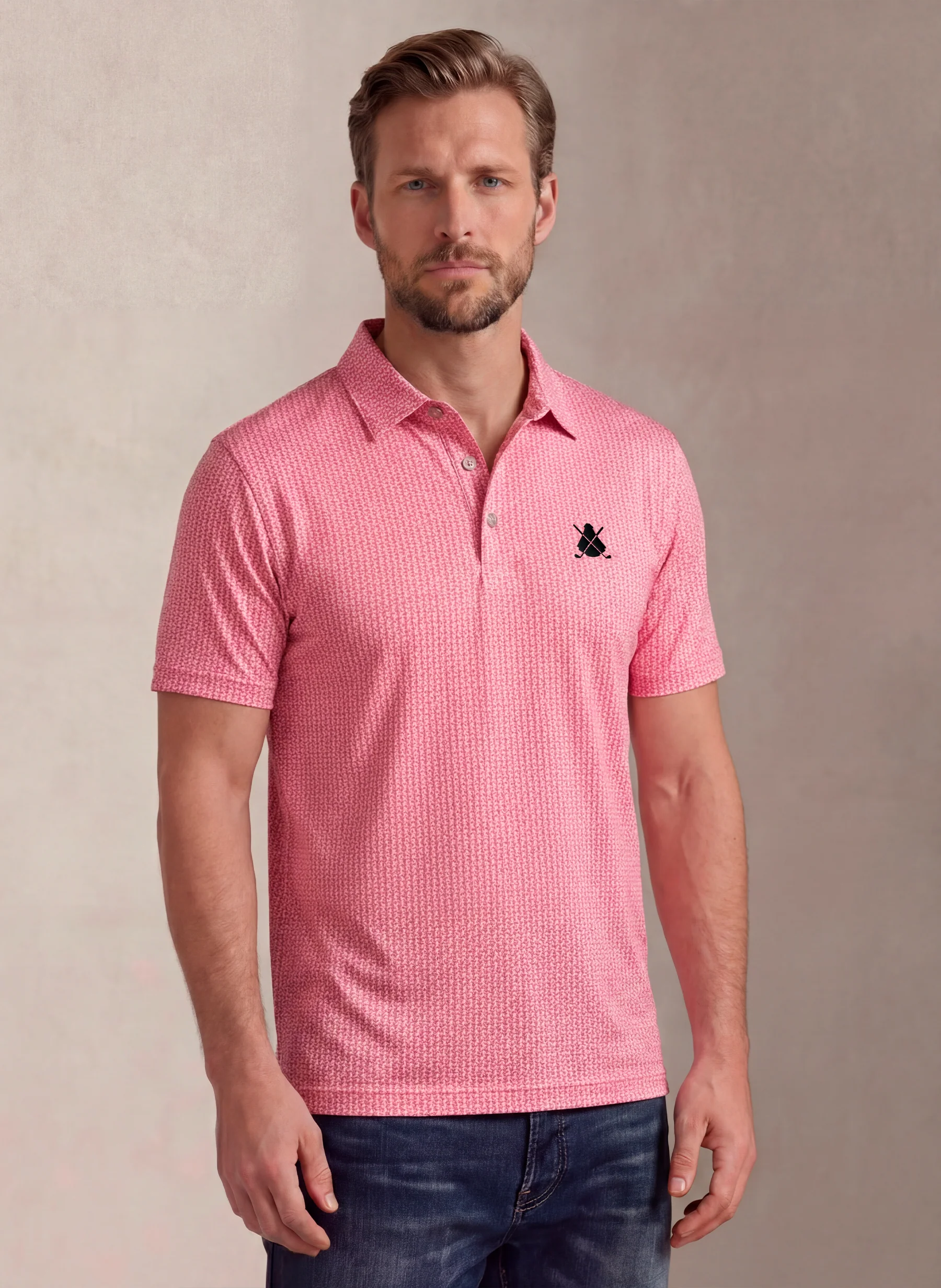 Polo Rosa Jaspeado Ultraligero Hombre