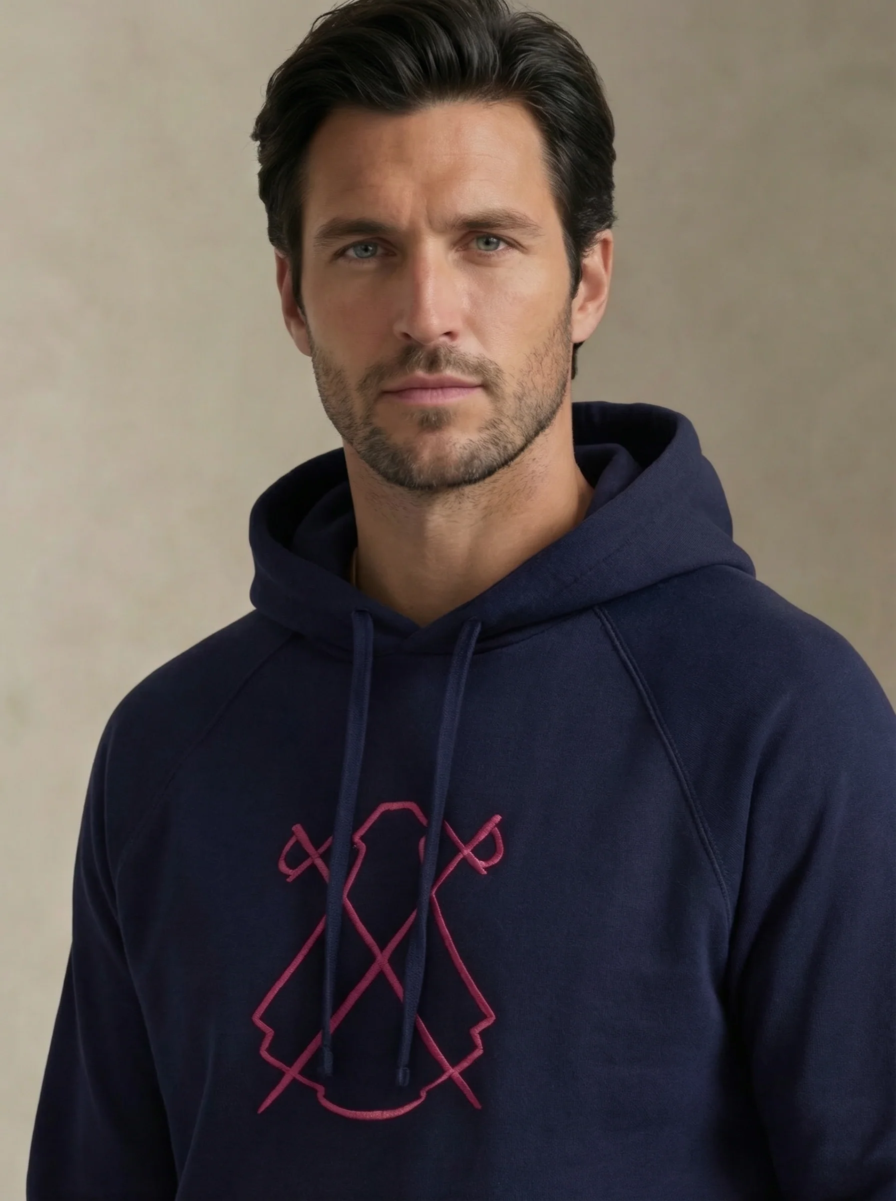 Sudadera Capucha Azul Marino Capote Rosa Hombre - Image 6