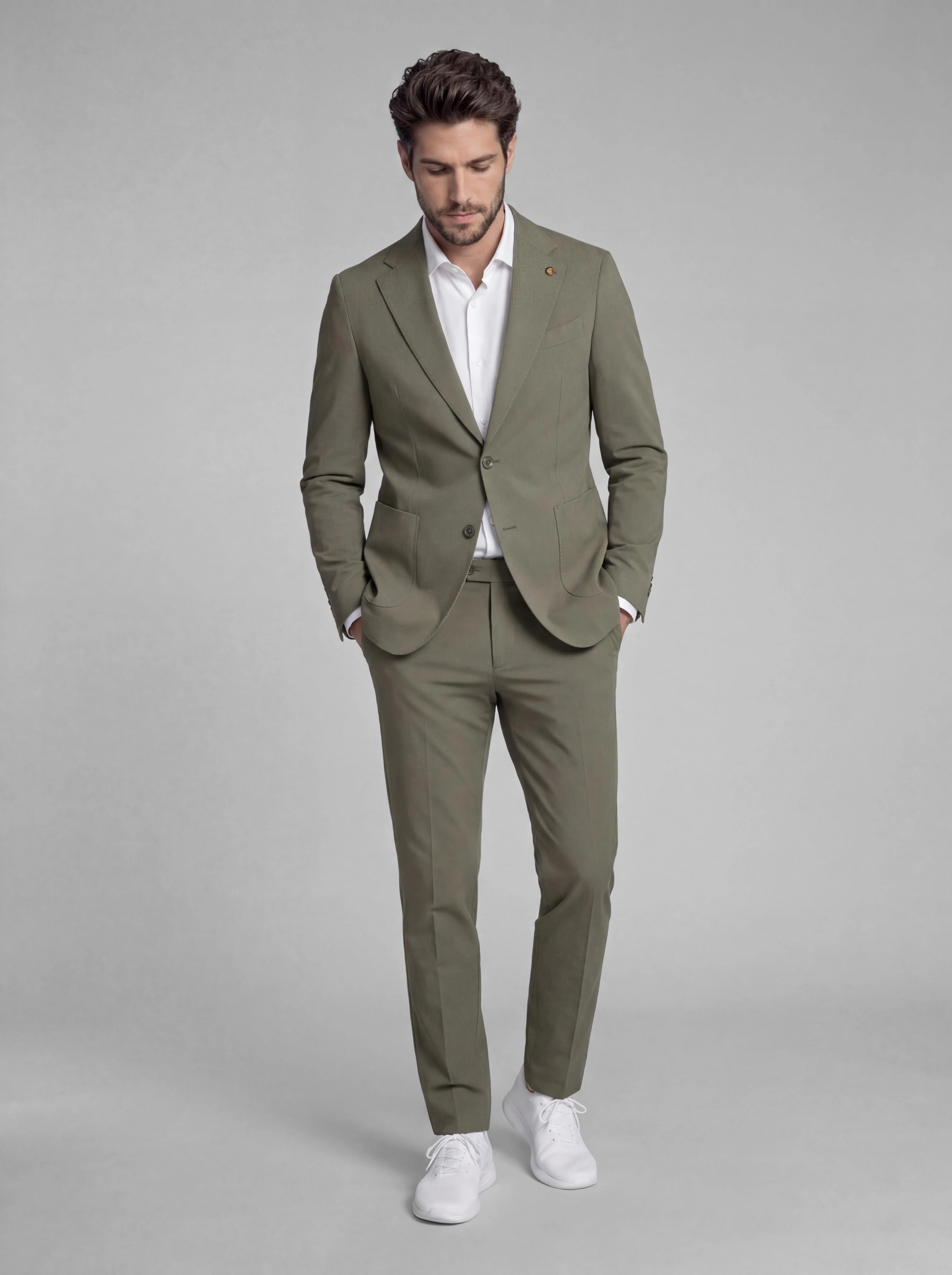Traje Verde Kaki Técnico Elástico Hombre
