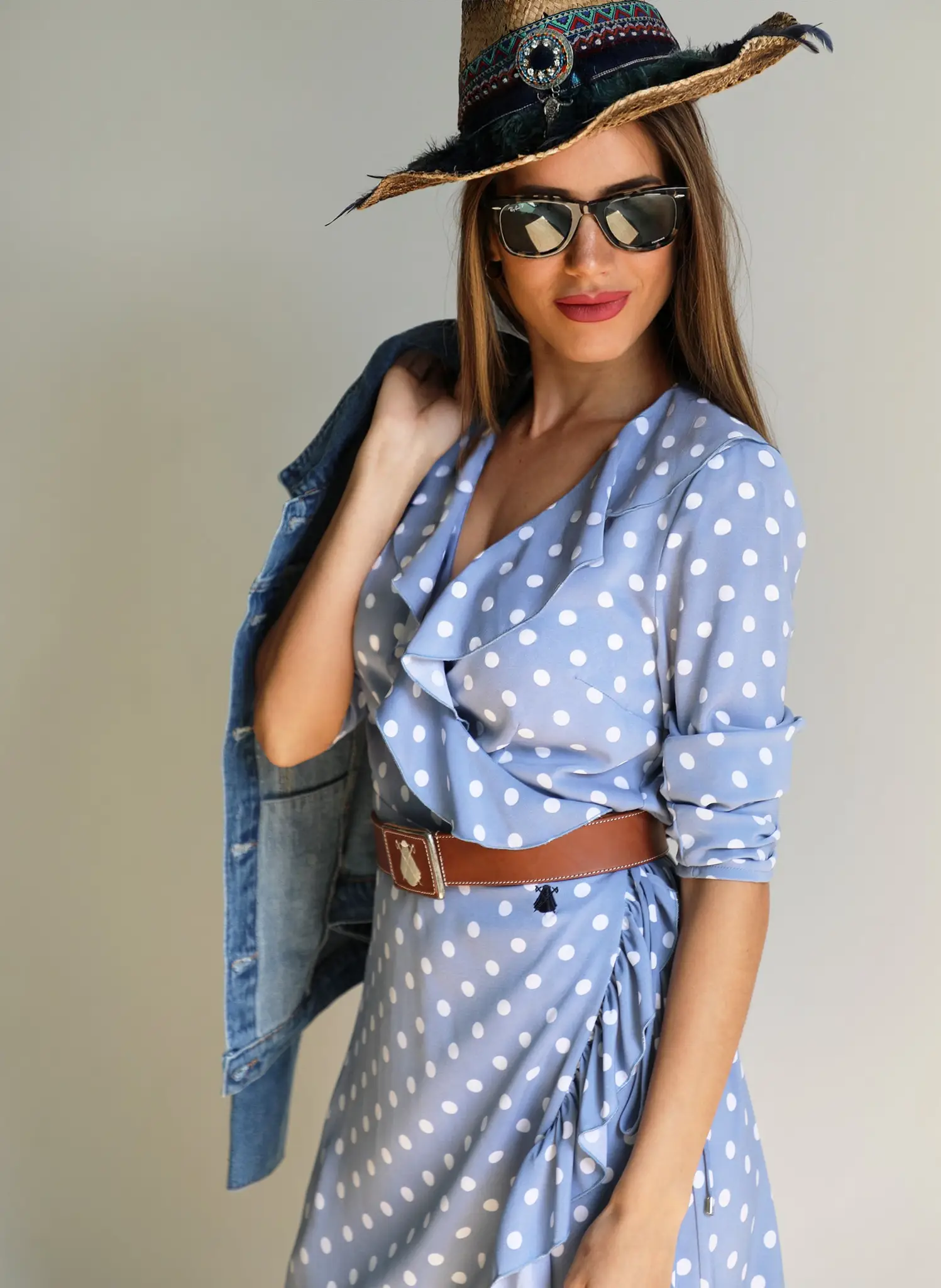 Vestido Azul Lunares Blancos Mujer - Image 3
